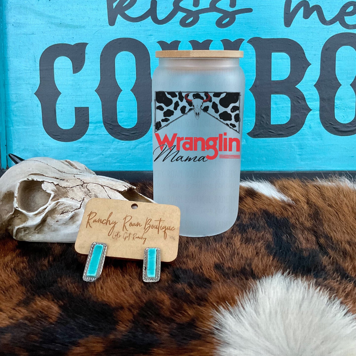 Western Mama Frosted Glass Western 16 oz Tumbler