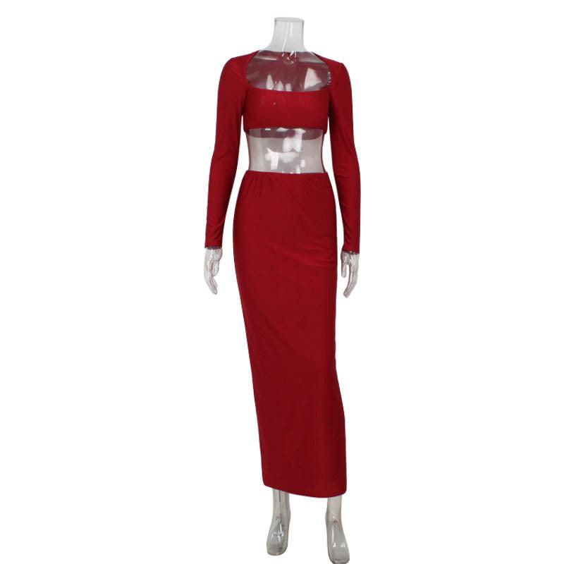 Burgundy Luxe Long Sleeve Skirt & Top Set