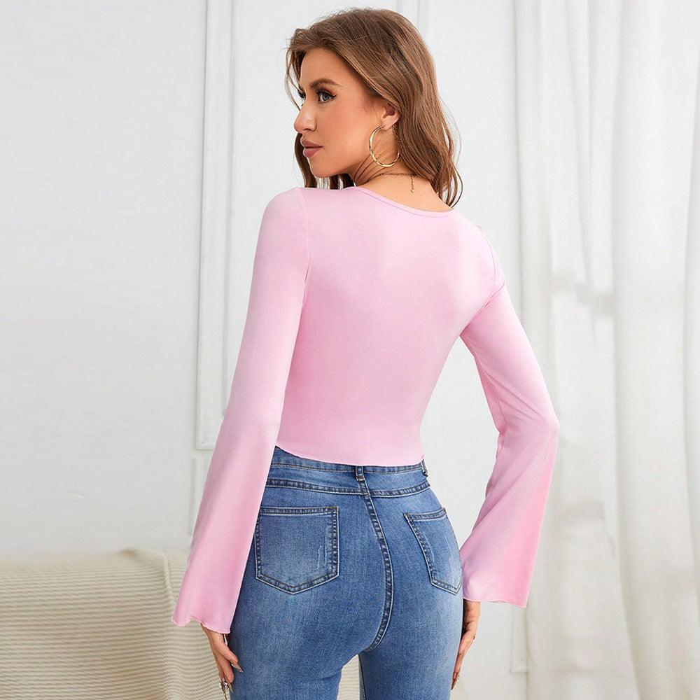 Slim Fit Knitted Long-Sleeved T-Shirt Top | Casual Country Girl Style for Spring & Summer