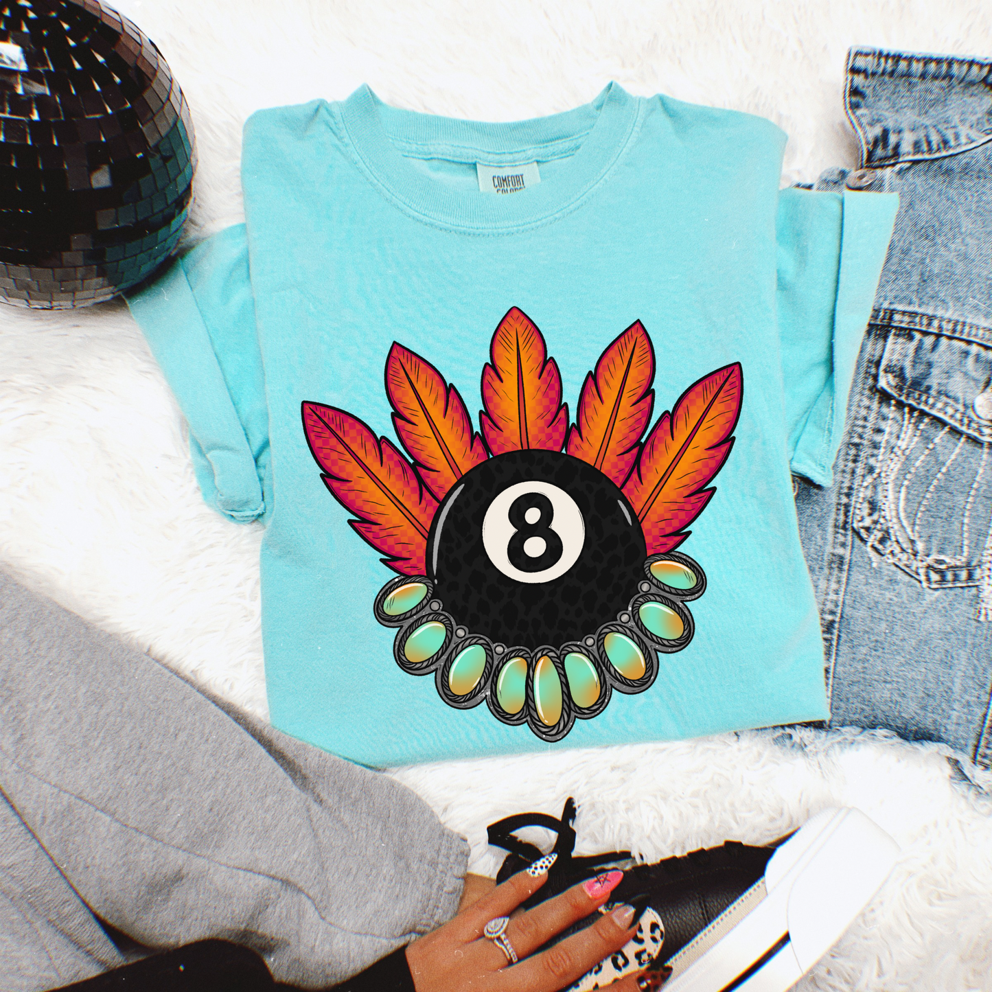 Feathered 8 ball Tee
