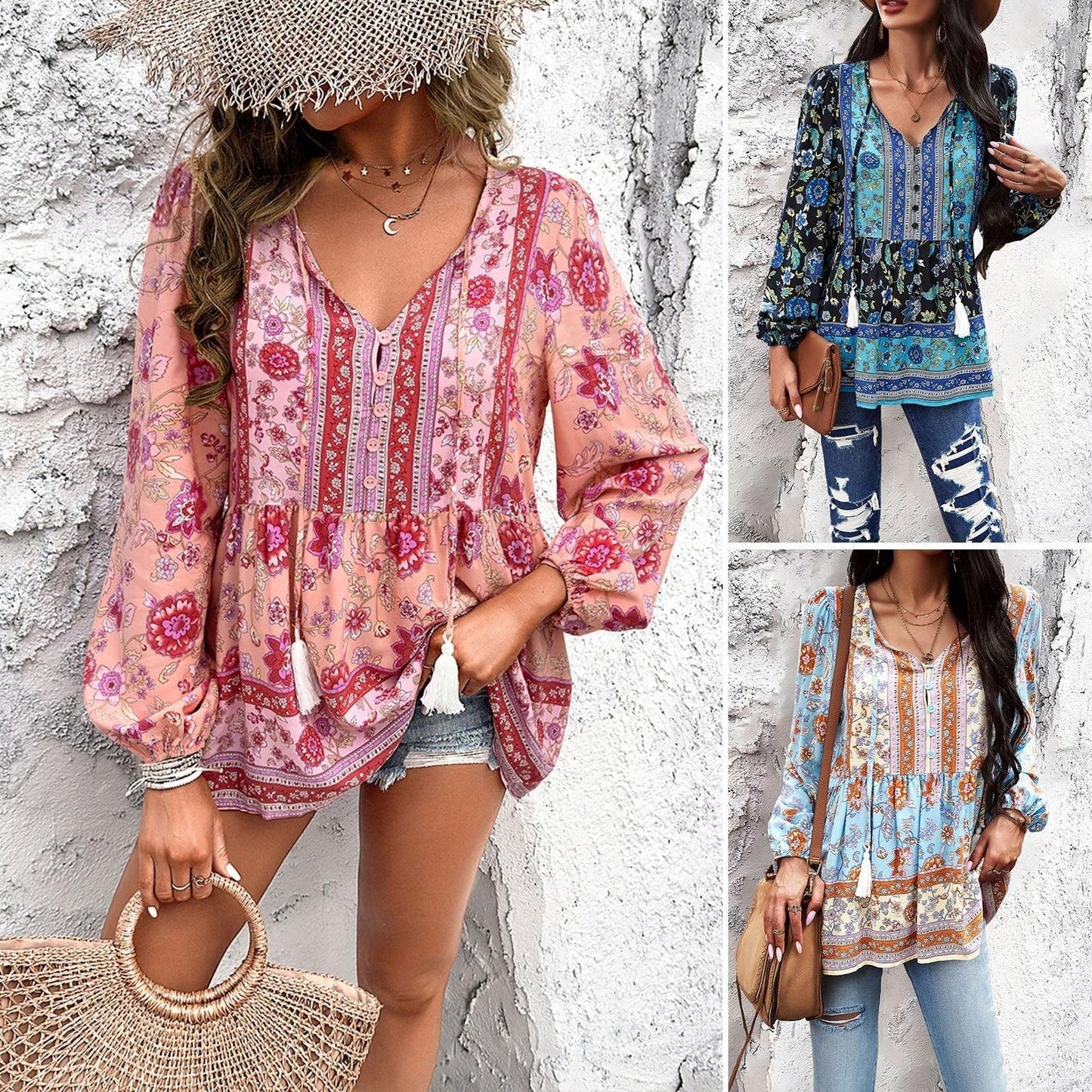 Western V-neck Long Sleeved Top | Perfect Cowgirl Style for Every Occasion