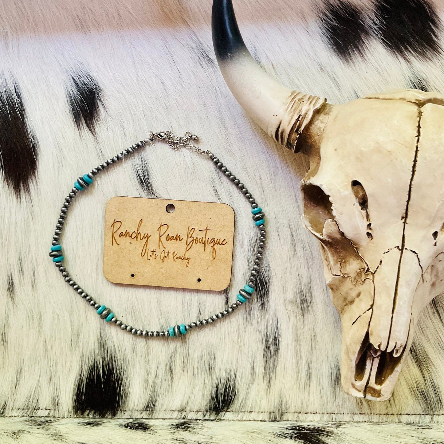 Navajo Style Pearl Turquoise Choker Necklace