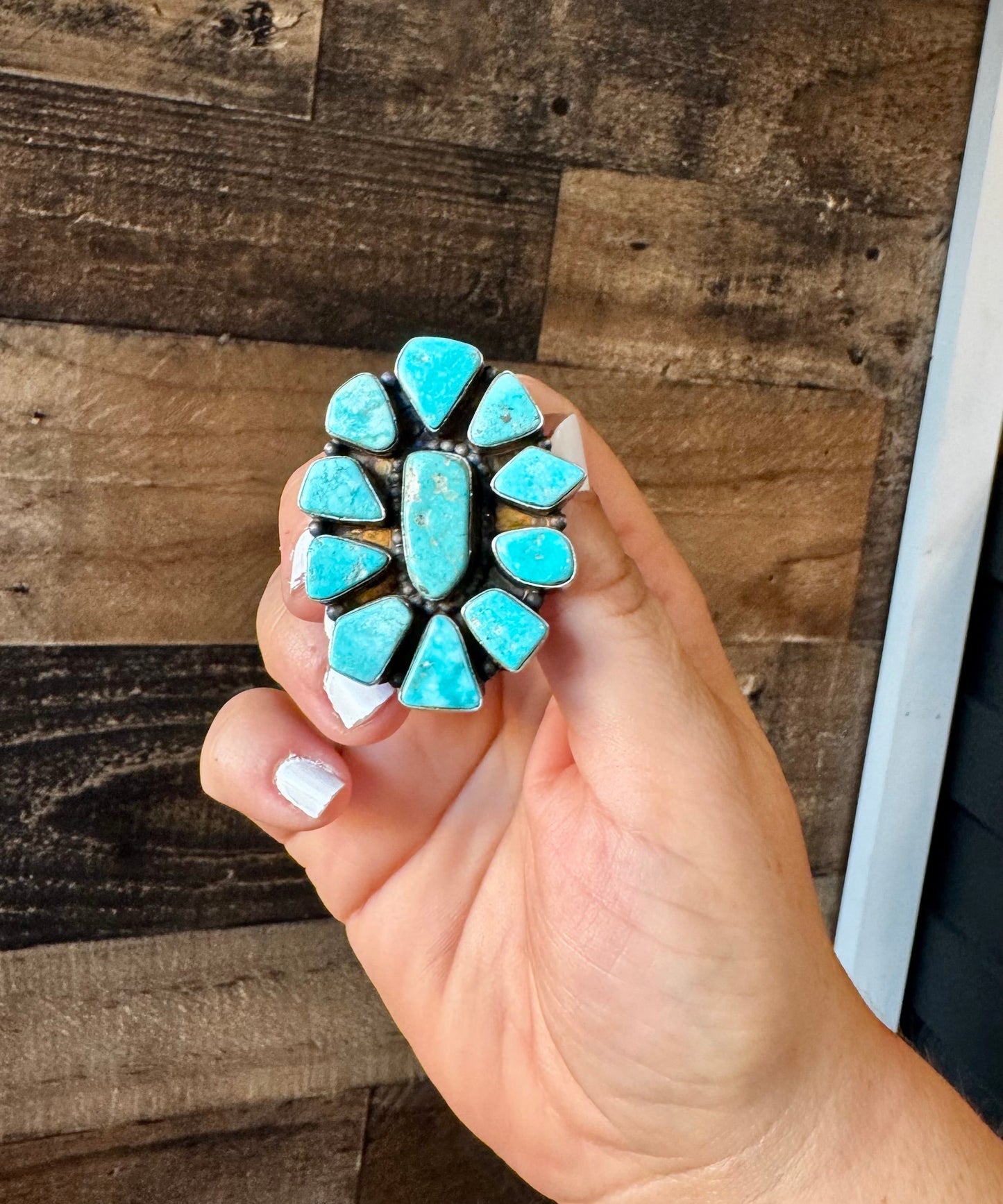 Big ring- size 7.5- Sonoran turquoise ring and sterling silver
