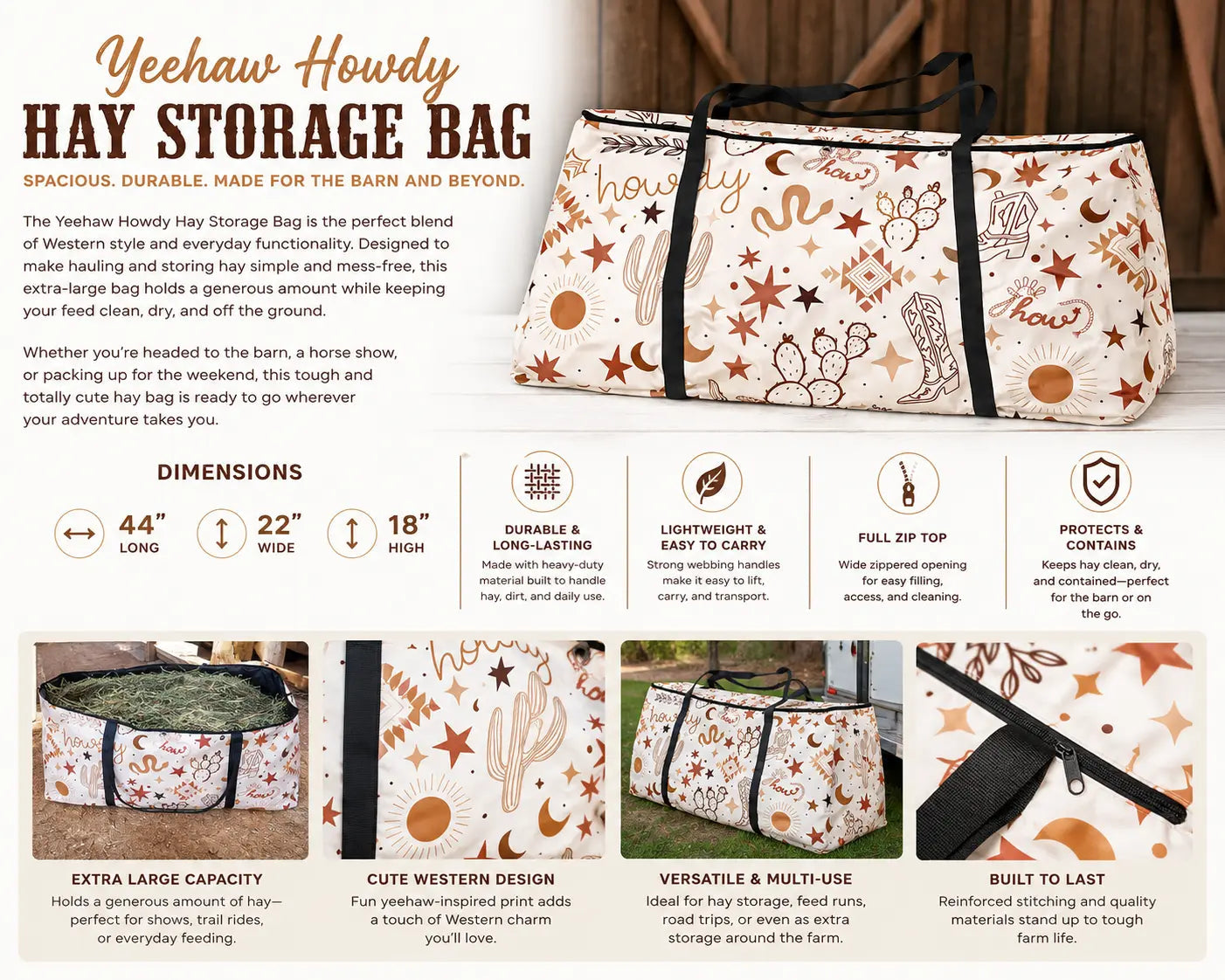Yeehaw Howdy Hay Storage Bag