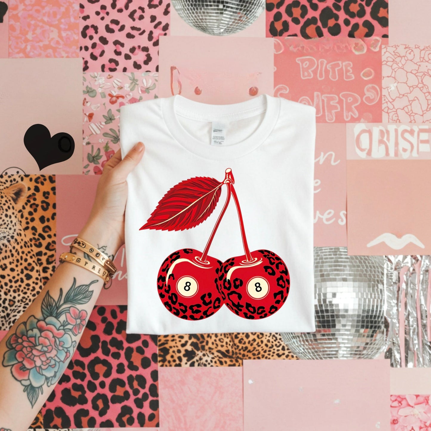 Leopard Cherries TEE or CREWNECK