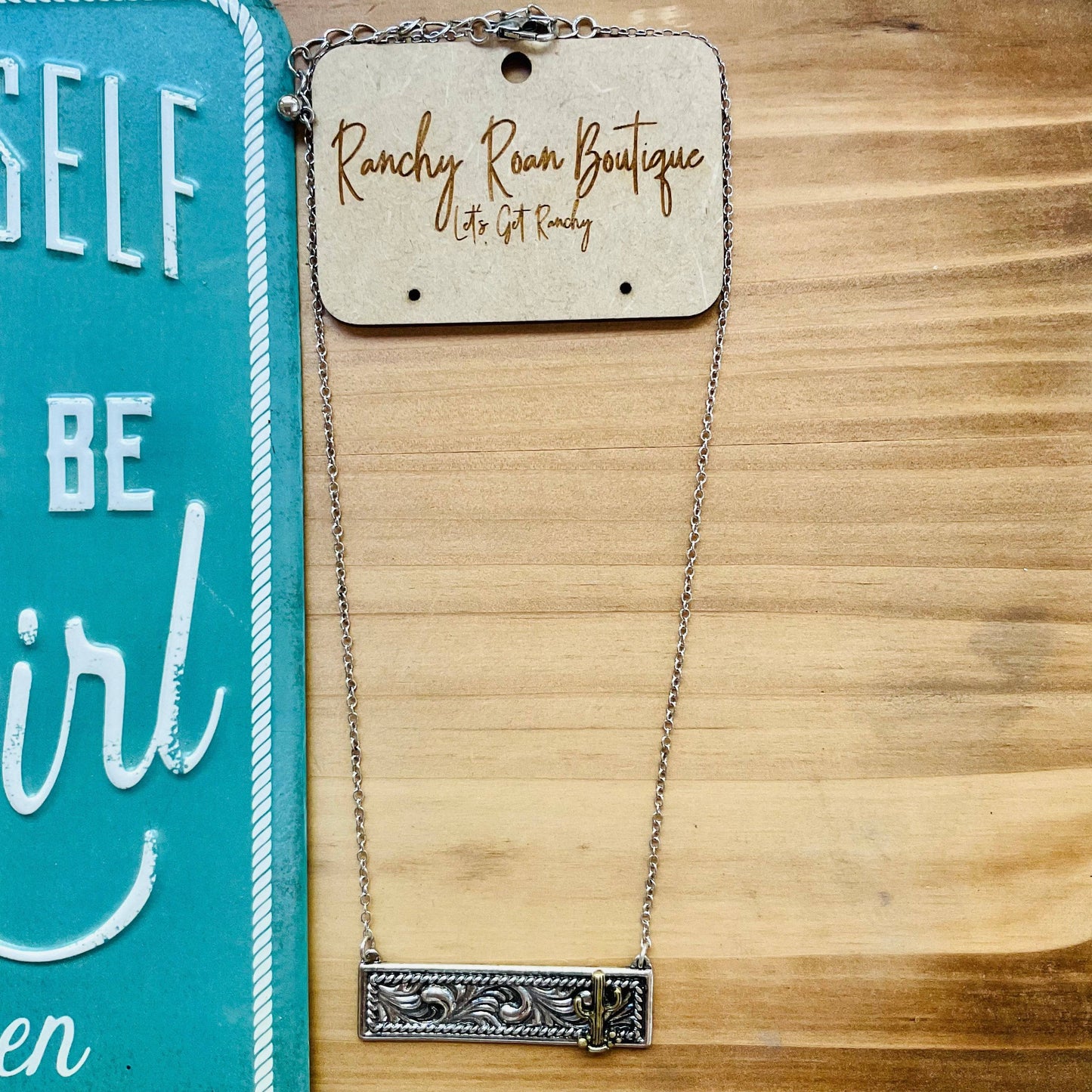 Western Cactus Line Bar Pendant