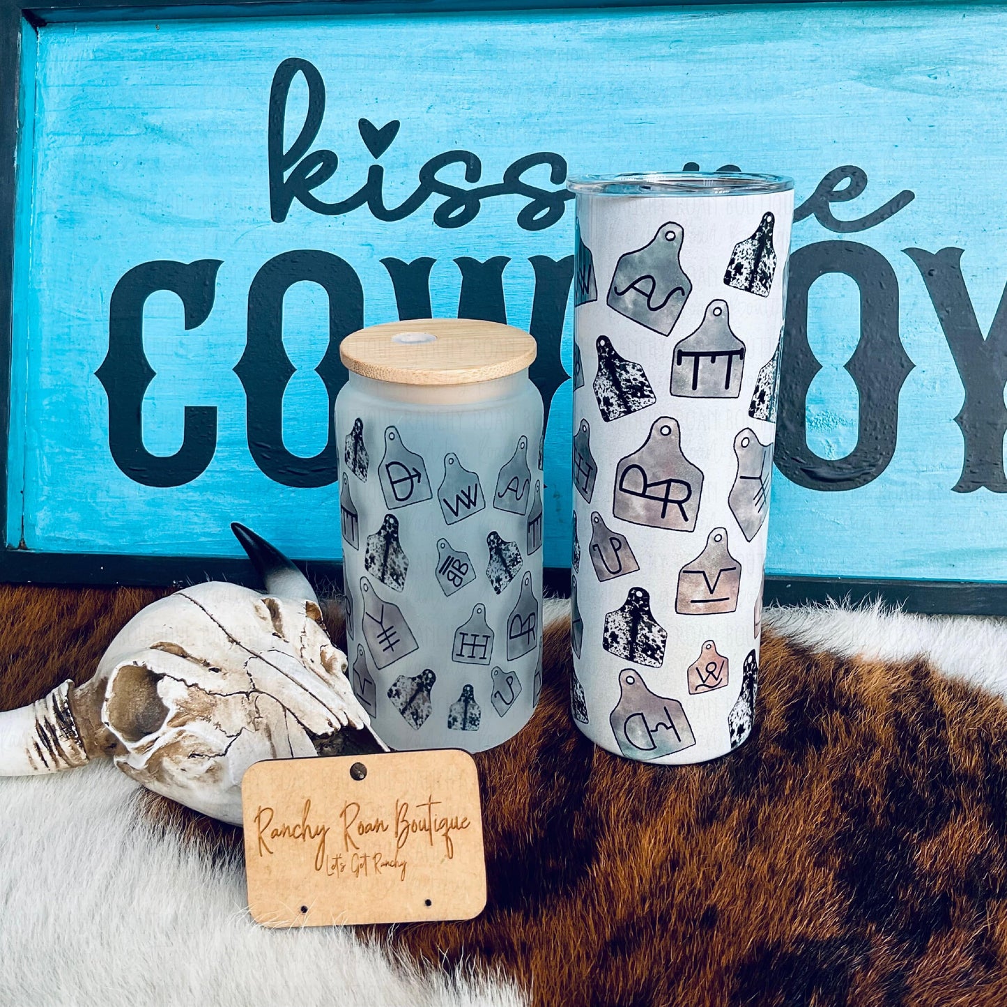 Cowhide Cattle Tag 20oz Skinny Tumbler