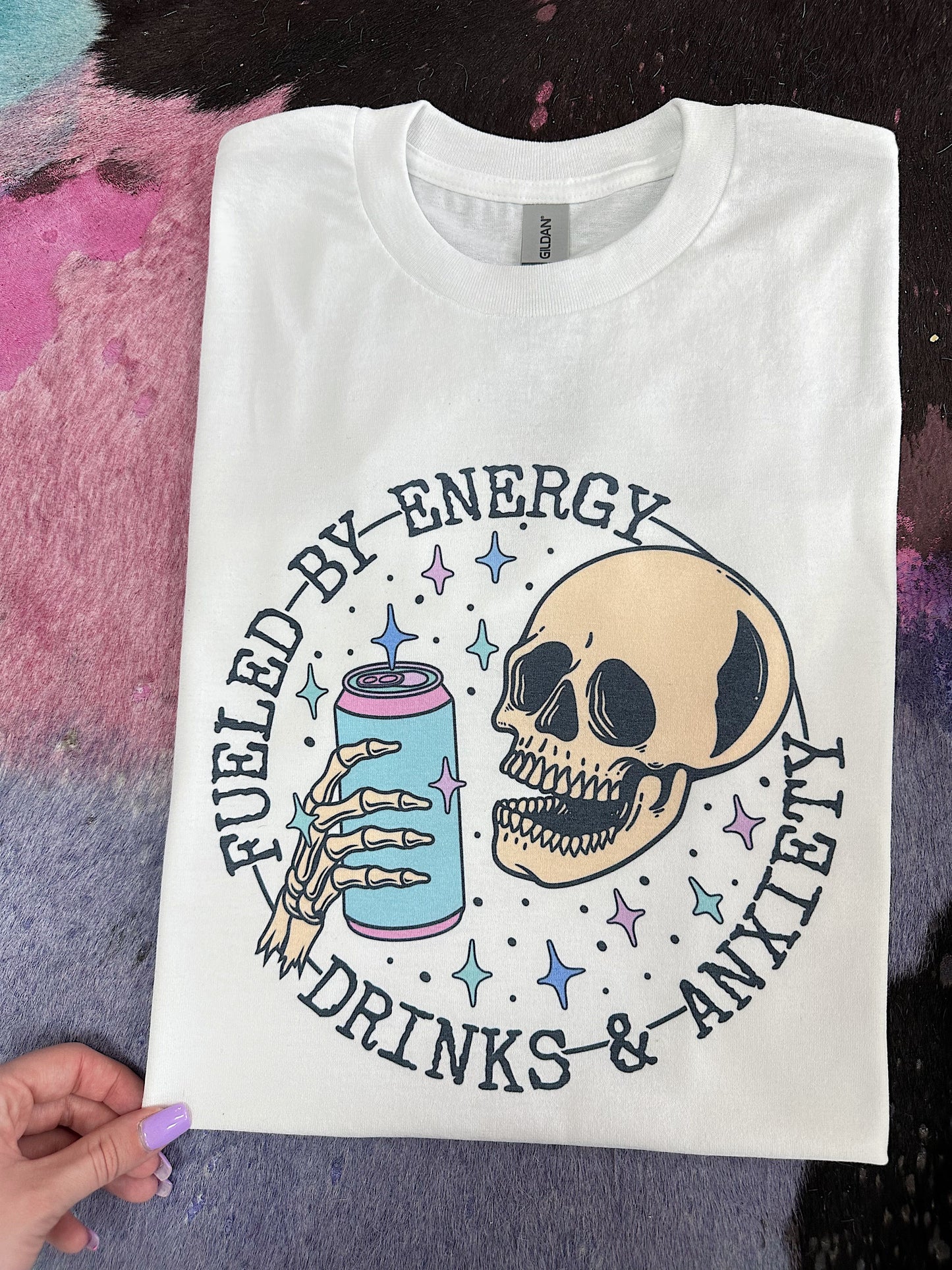 Energy Drinks & Anxiety TEE or CREWNECK