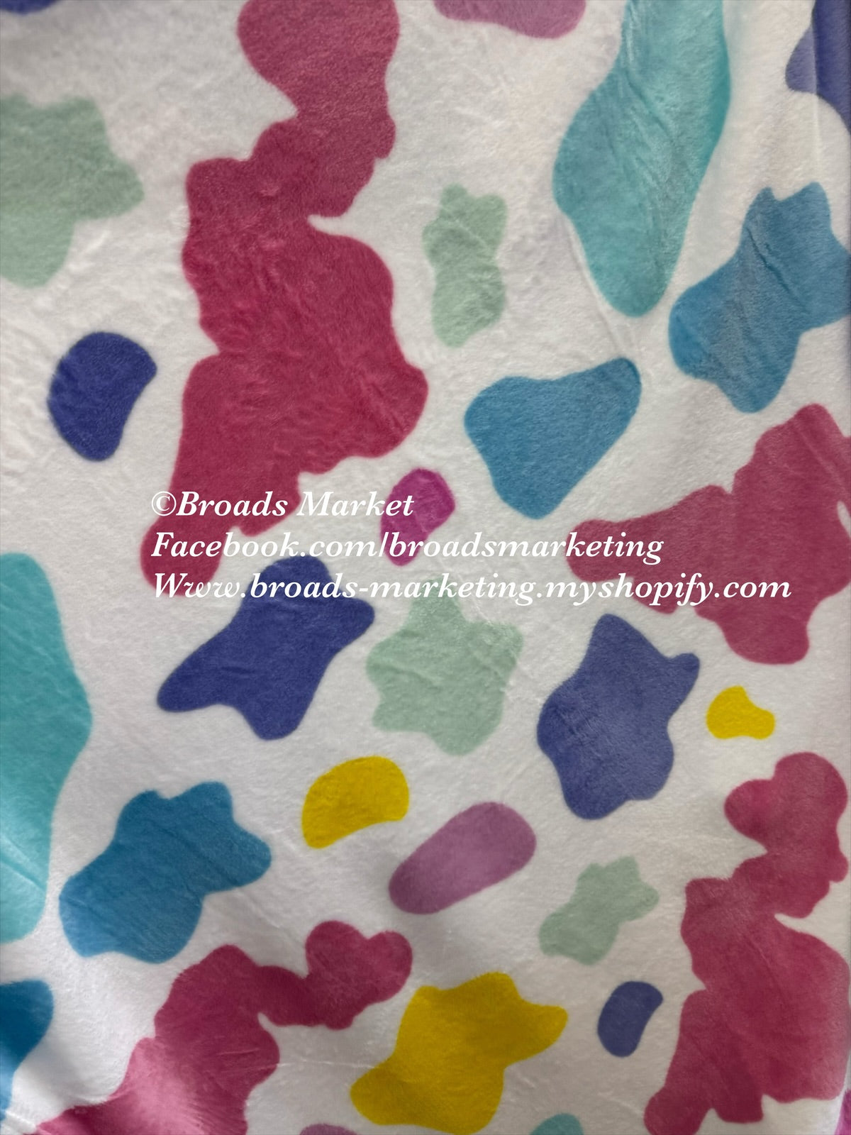 Rainbow Multi Colored Cow Print Blankets