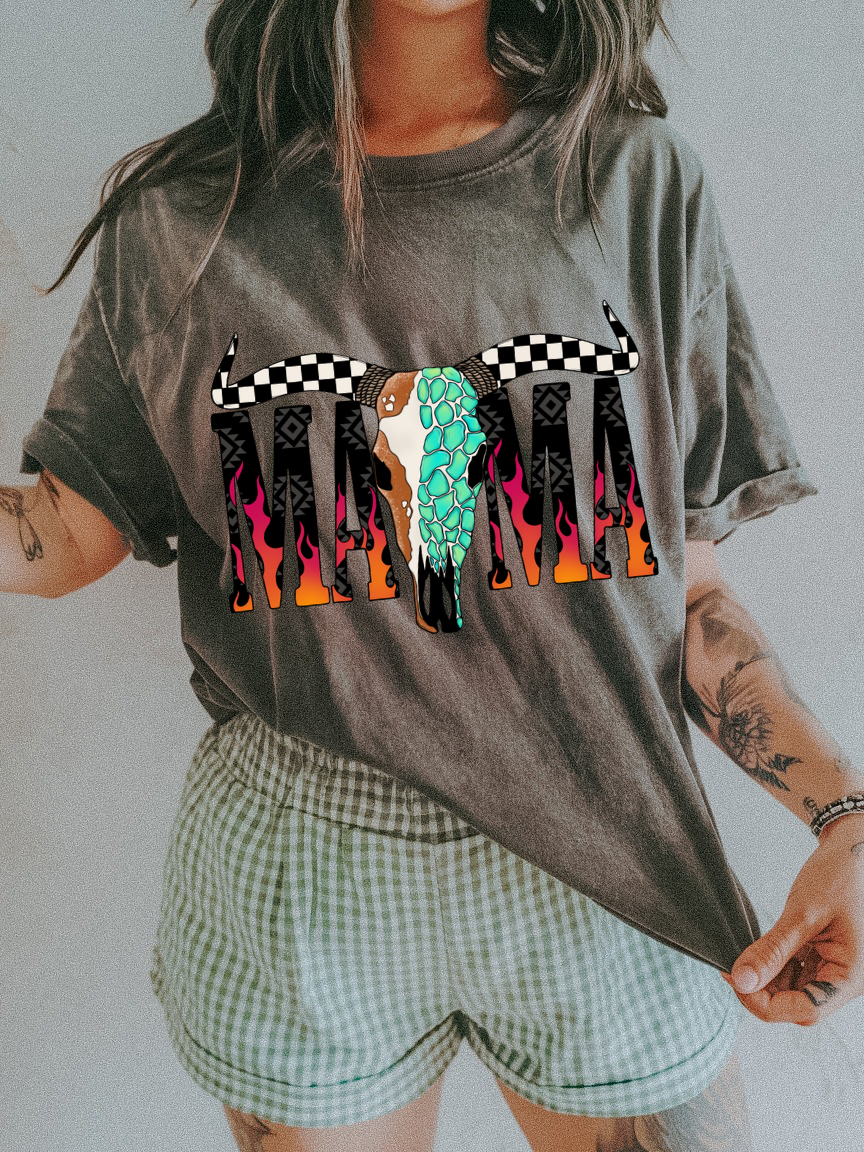 Mama Turq Bull Skull Tee