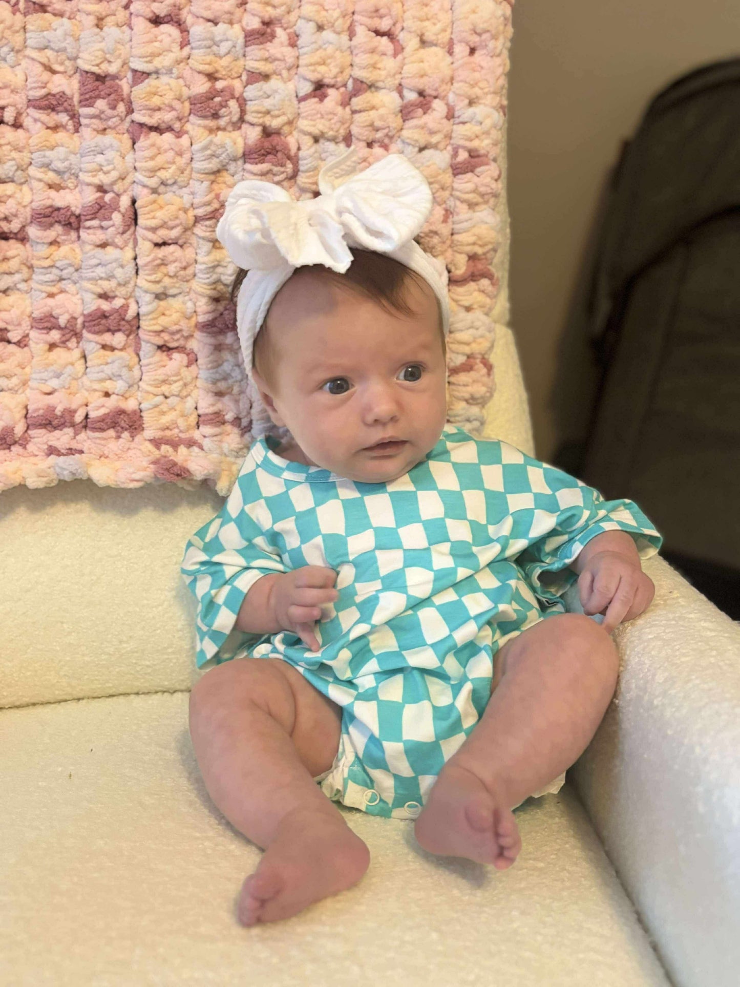 Wavy Checks Oversized Bamboo Romper
