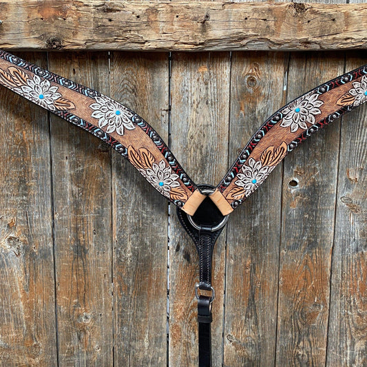 Two Tone Hand Painted Flower Breastcollar #FK121