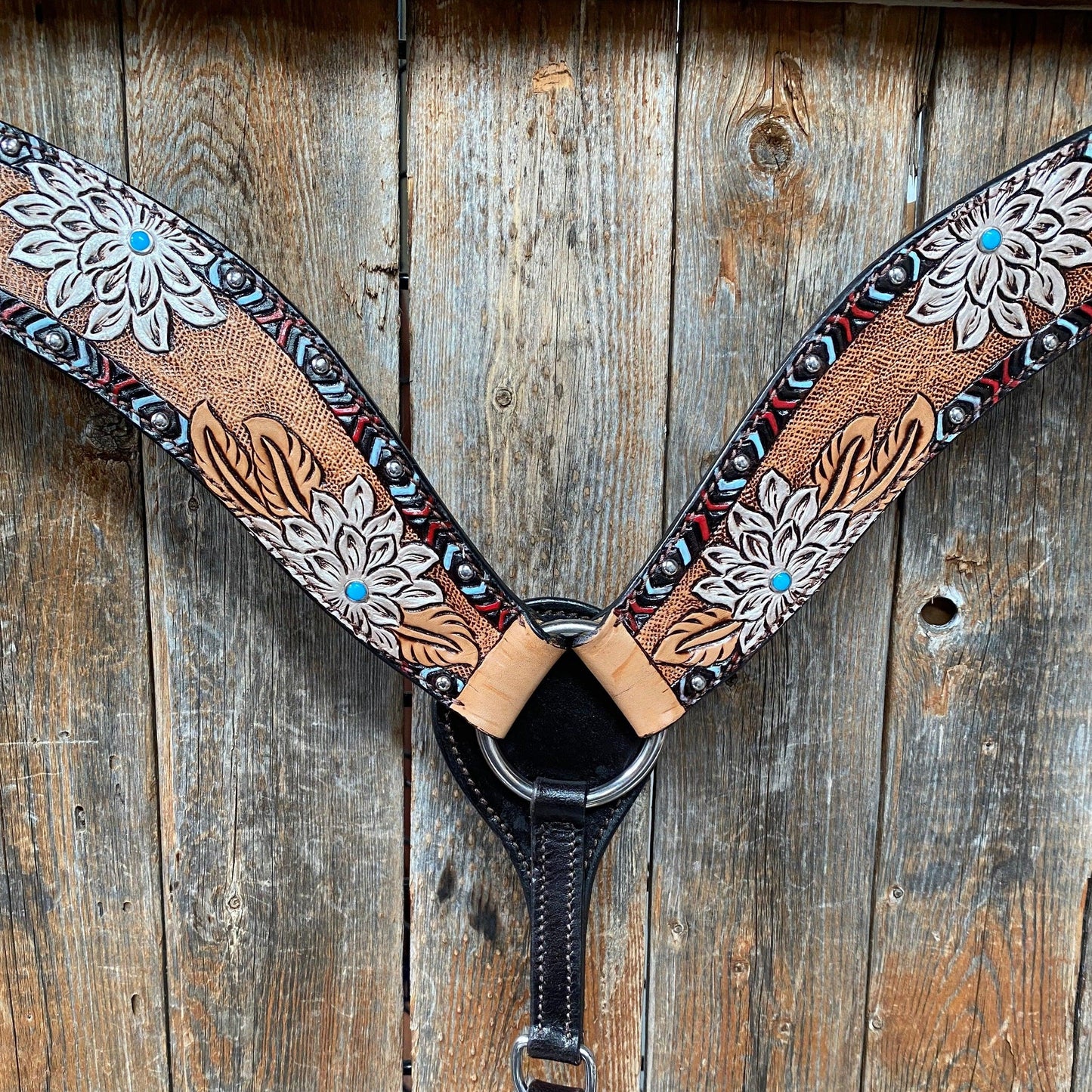 Two Tone Hand Painted Flower Breastcollar #FK121