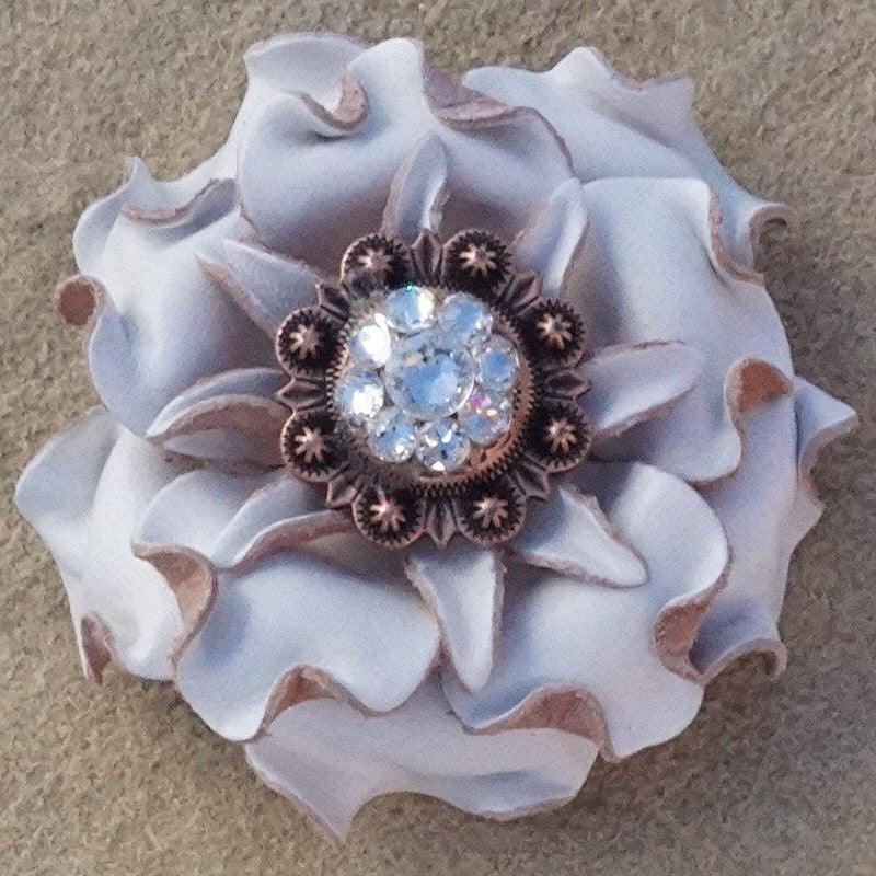 White Gardenia Flower With Copper Clear 1" Concho
