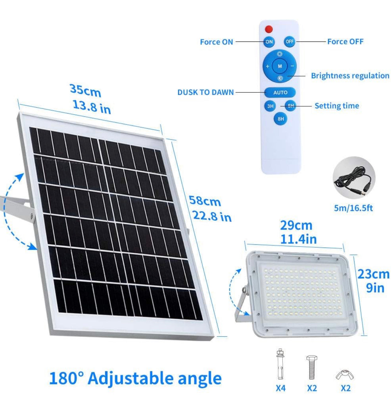 2300W LED Solar Flood Lights,24000LM Street Flood Light Waterproof with Remote Control