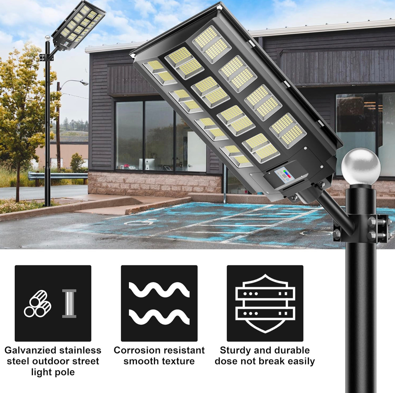 20Ft Commercial Grade Street/Parking/Flag Light Pole, Aluminum + Cage 1-Pack