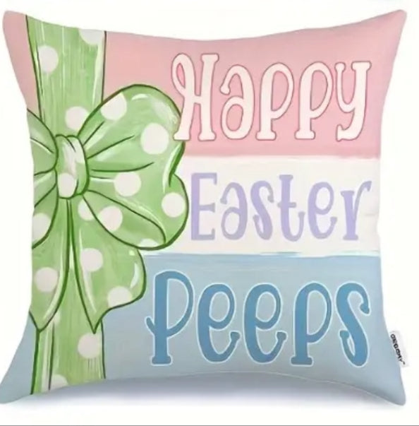 Happy Easter Peeps 18”x18” pillow