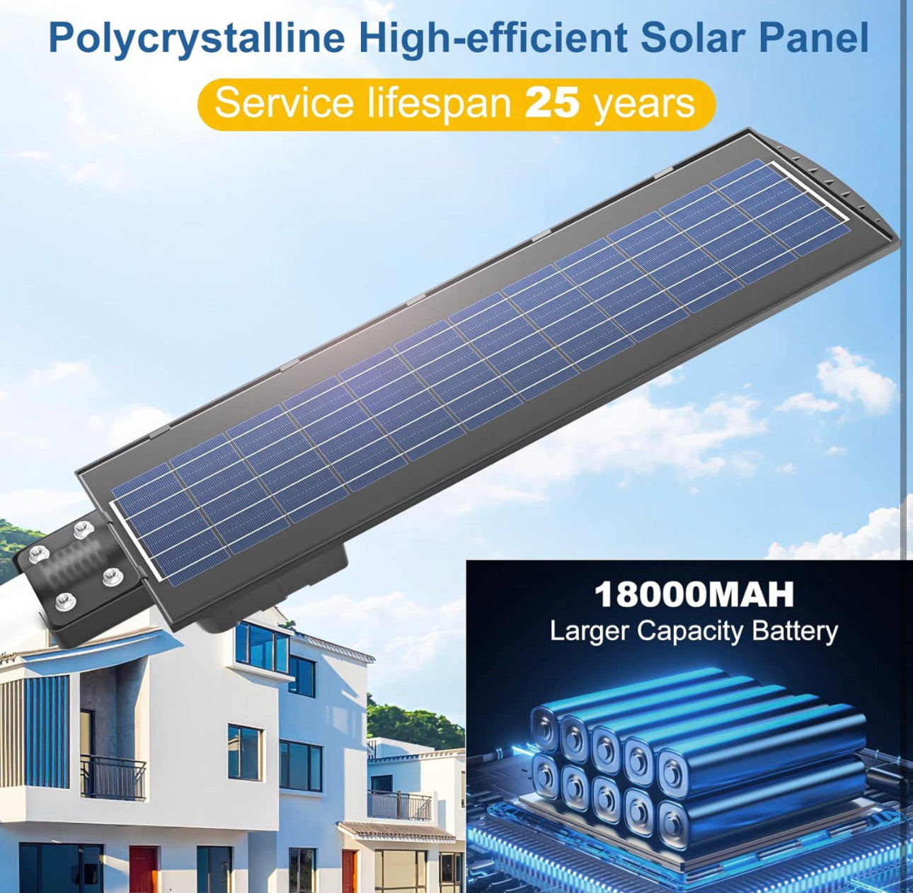 2200W Solar Street Light Parking Lot Lights, 6500K Solar Led Outdoor Lights, Solar Lights Outdoor Waterproof, Dusk to Dawn