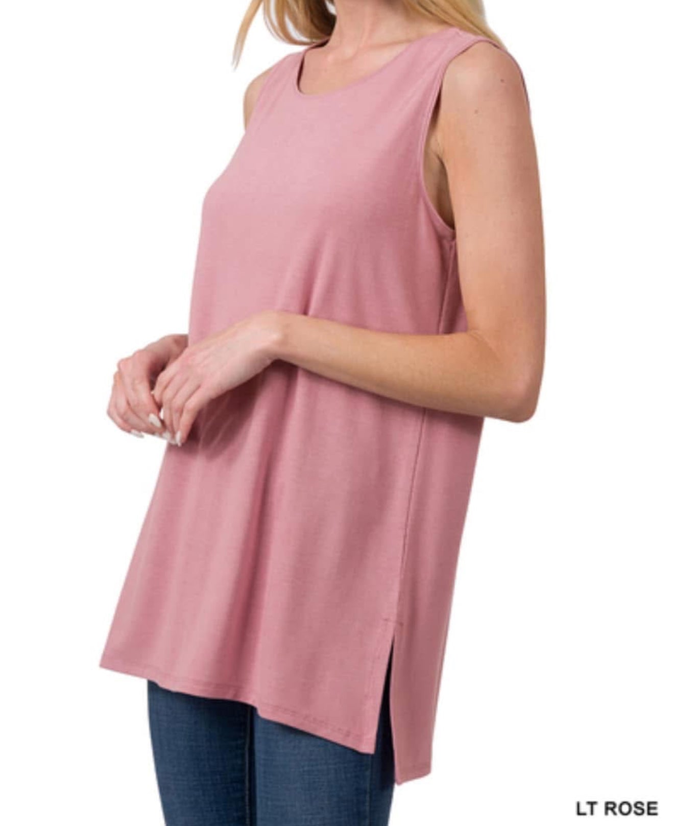 Lite Rose - Sleeveless Side Slit Top