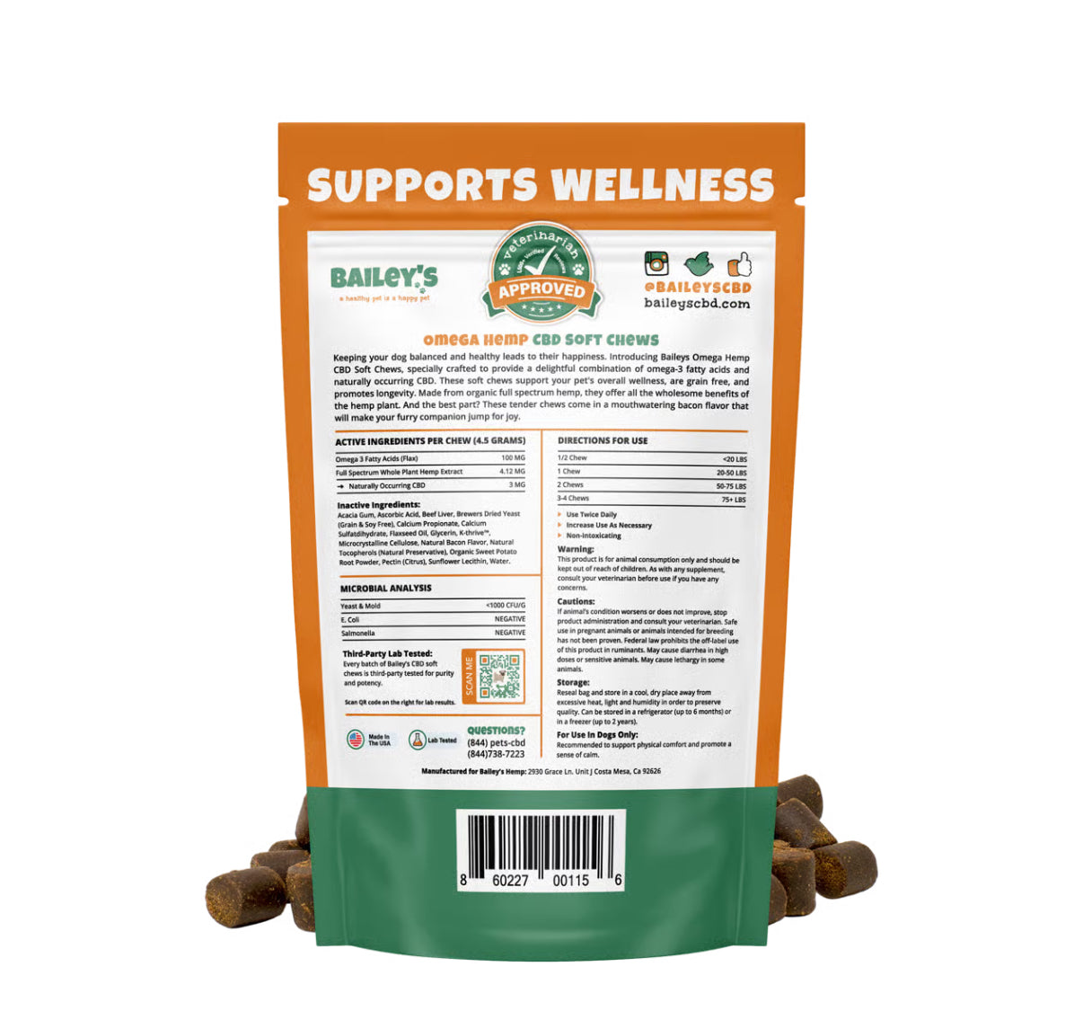 Omega Hemp CBD Soft Chews - 30 count Bag