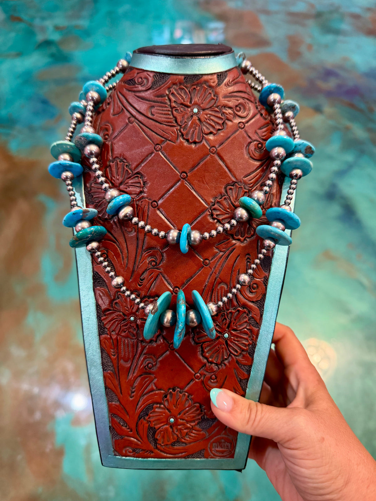 One Time Pieces – Two-Necklace Bright Blue Turquoise Stack