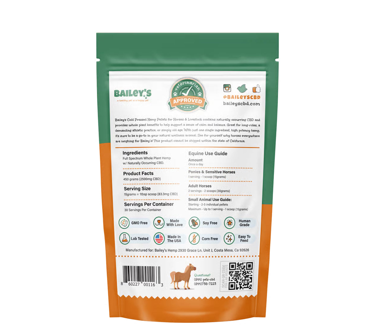 2500MG CBD Hemp Pellets For Horses & Livestock