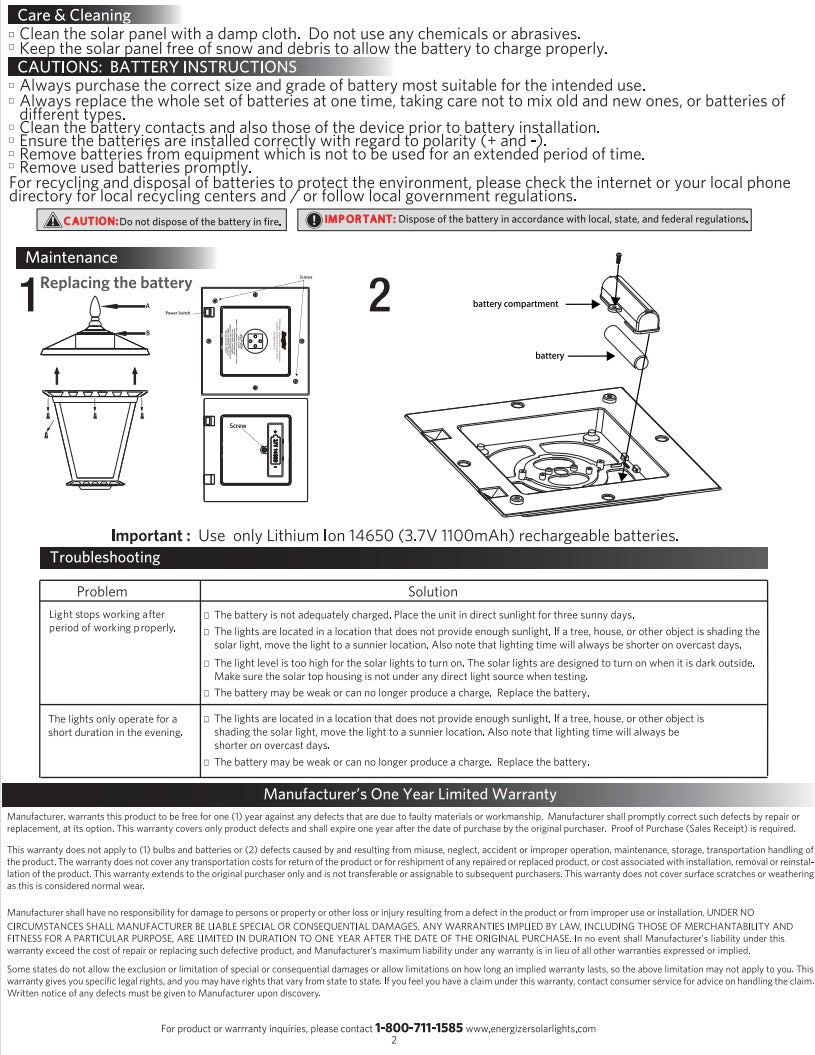 Energizer 2 Heads Solar Post Lamp With Planter