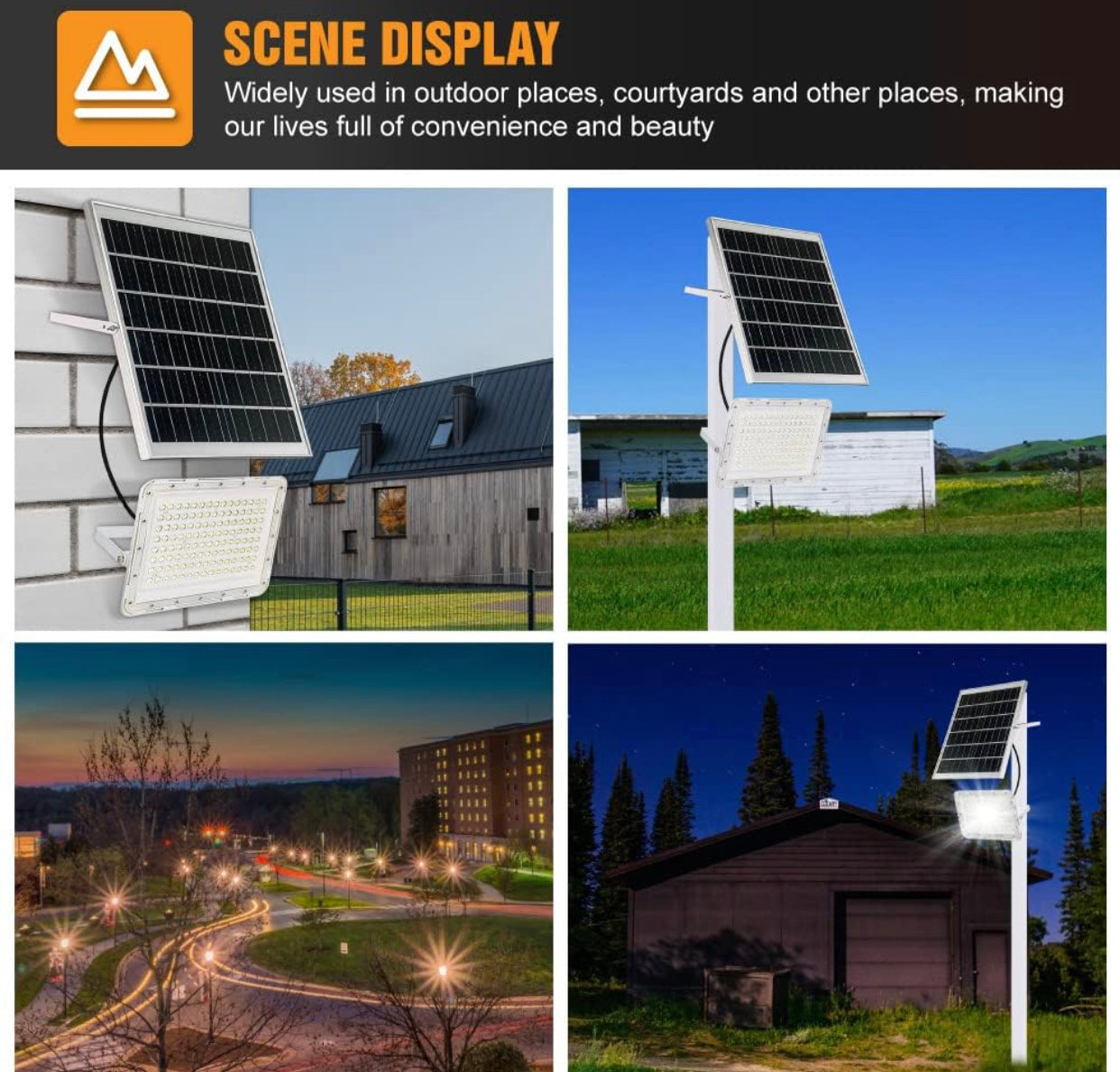 2300W LED Solar Flood Lights,24000LM Street Flood Light Waterproof with Remote Control