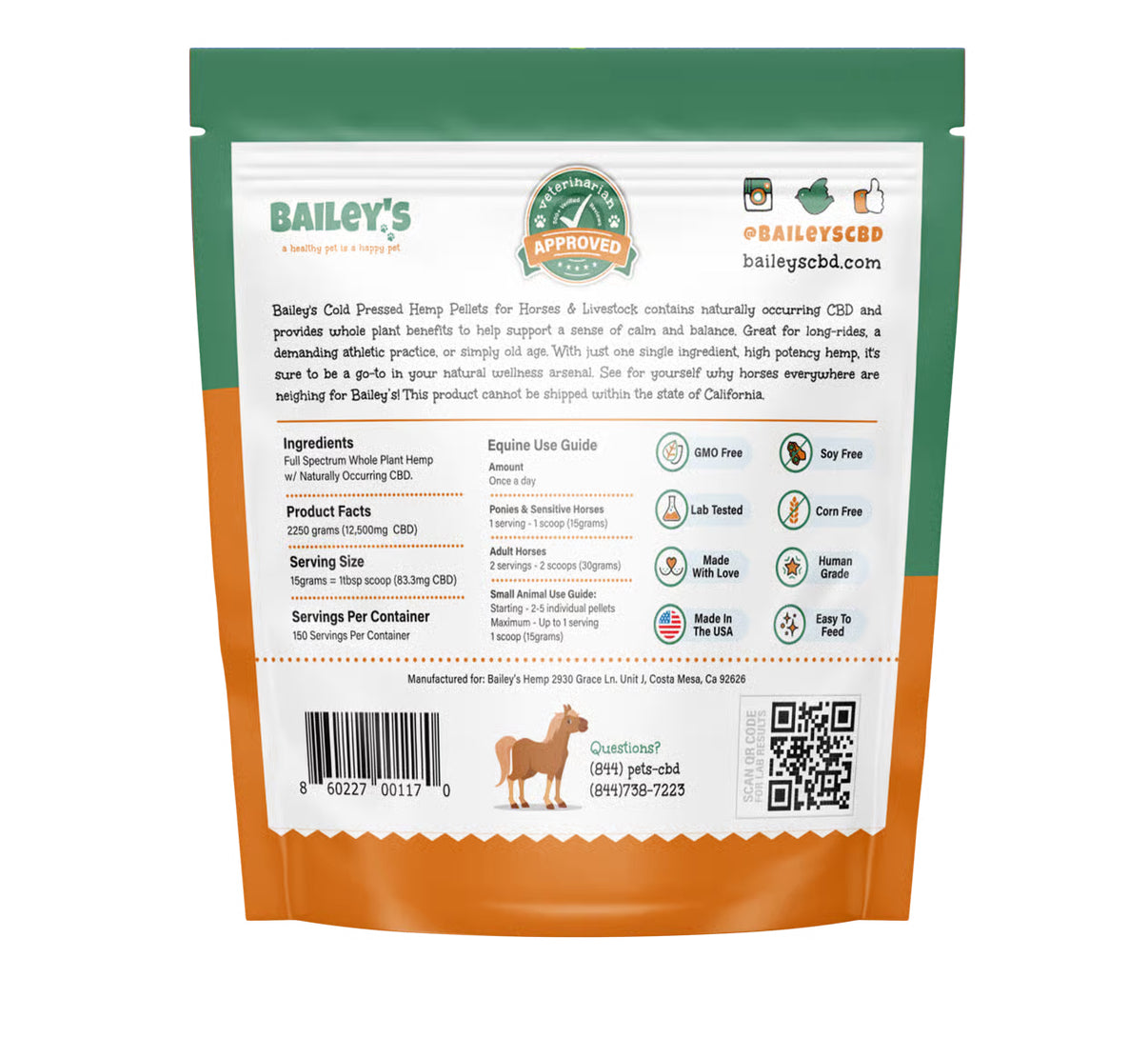 12500MG CBD Hemp Pellets For Horses & Livestock