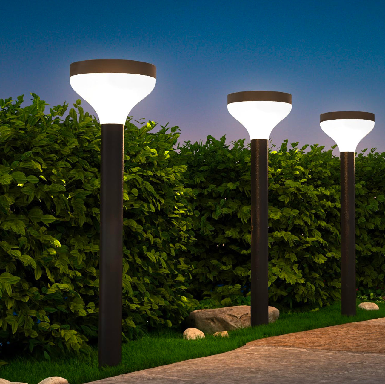 Siemens Vintage Bollard Solar Pathway Light 4 Watt 100 Lumen With Fluorescent Bulb 4 Pack