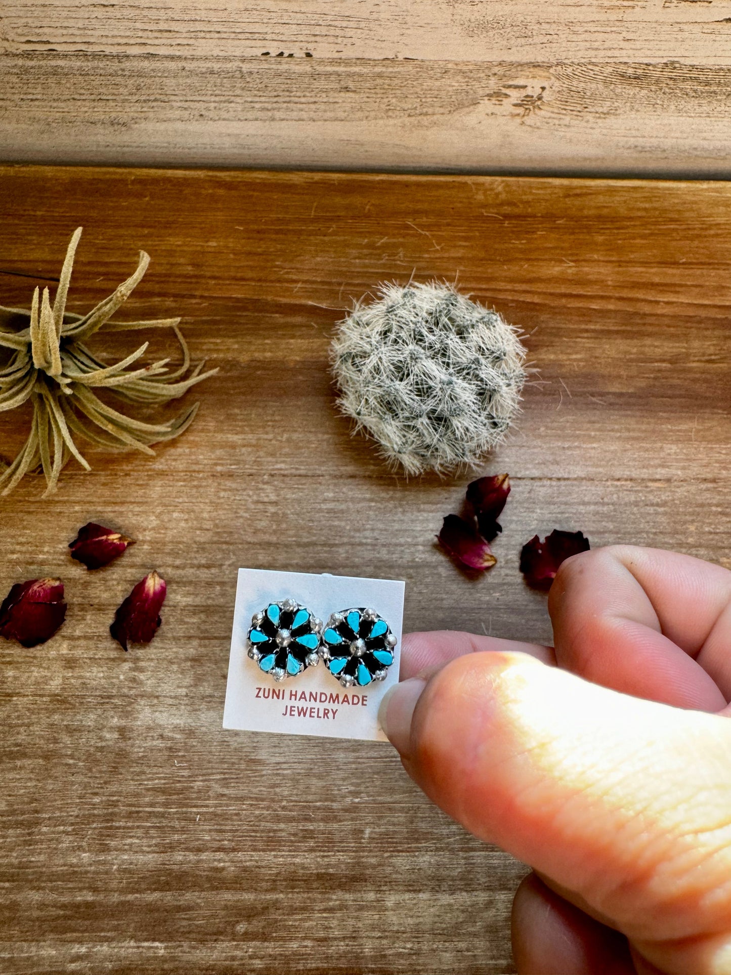 Small Cluster Earrings – Blue Kingman Turquoise & Sterling Silver