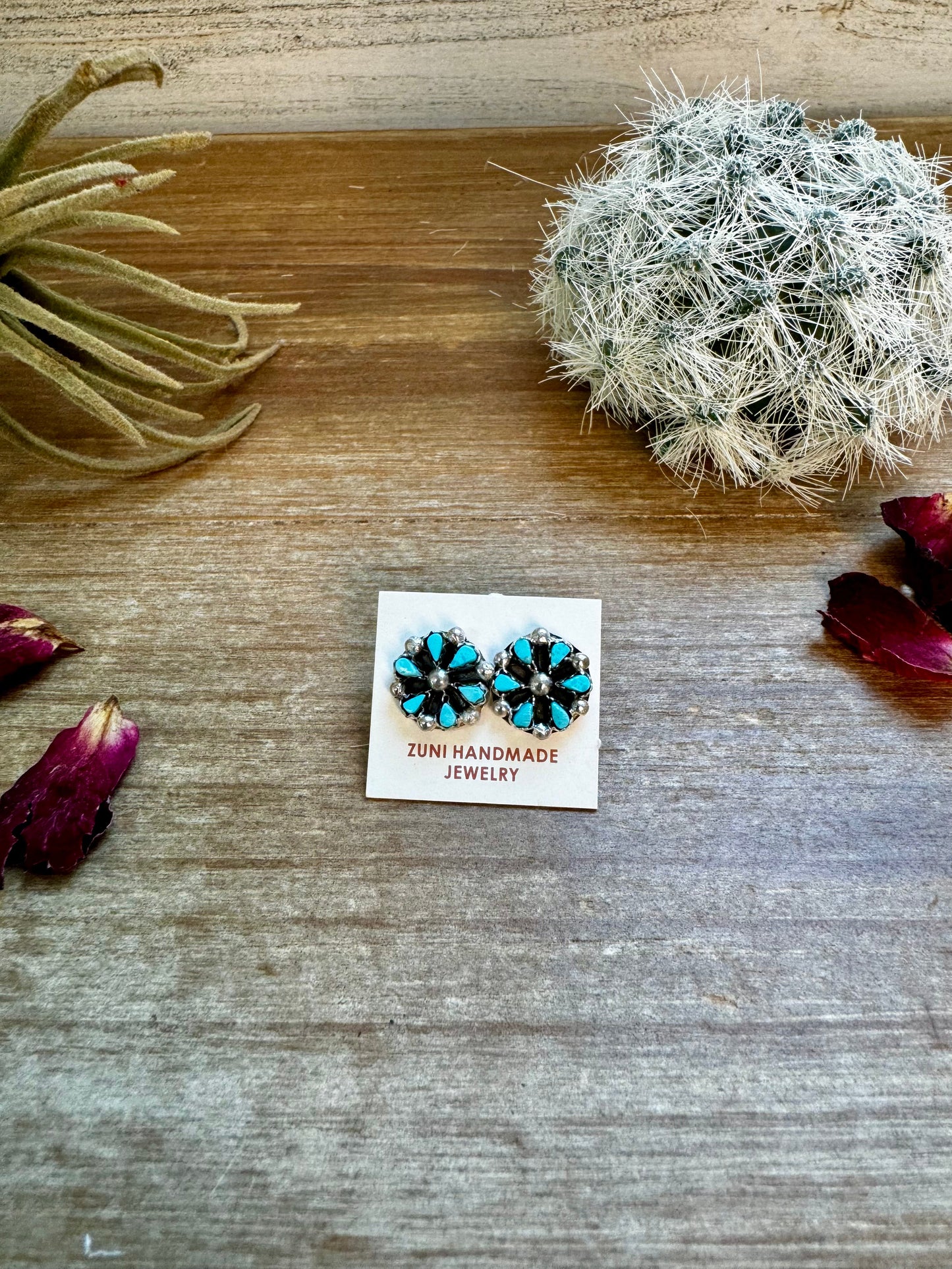 Small Cluster Earrings – Blue Kingman Turquoise & Sterling Silver