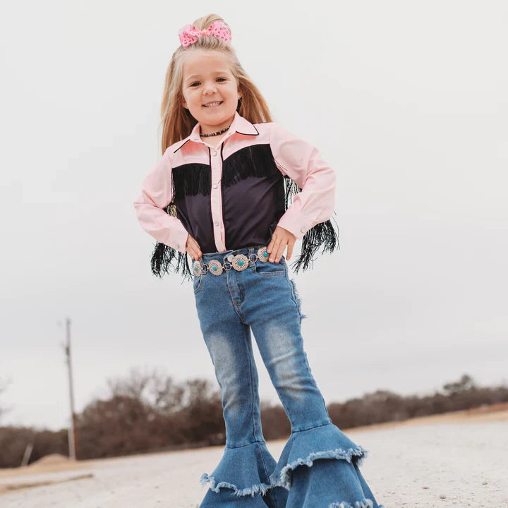 Shea Baby Pink Vintage Pearl Snap Shirt