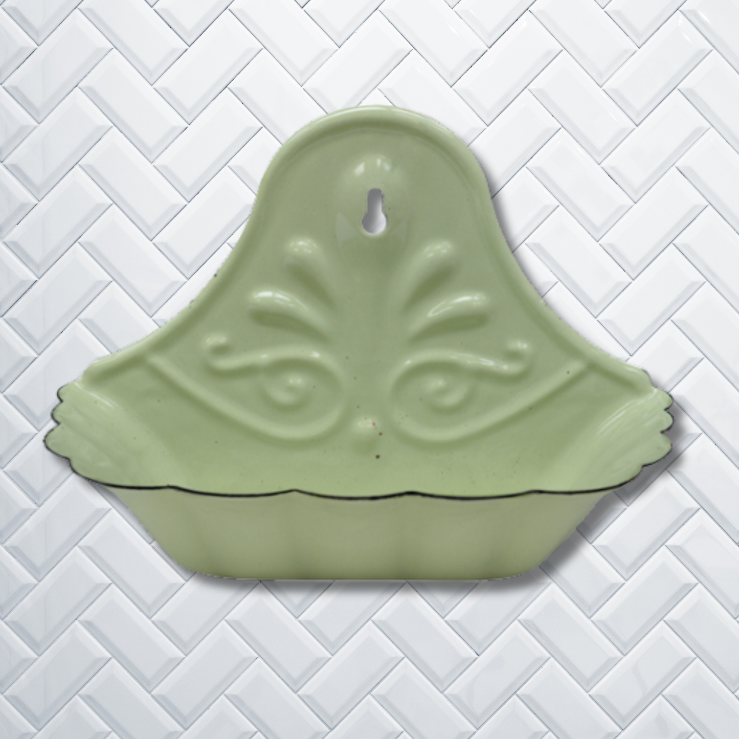 Green Retro Enamel Soap Dish