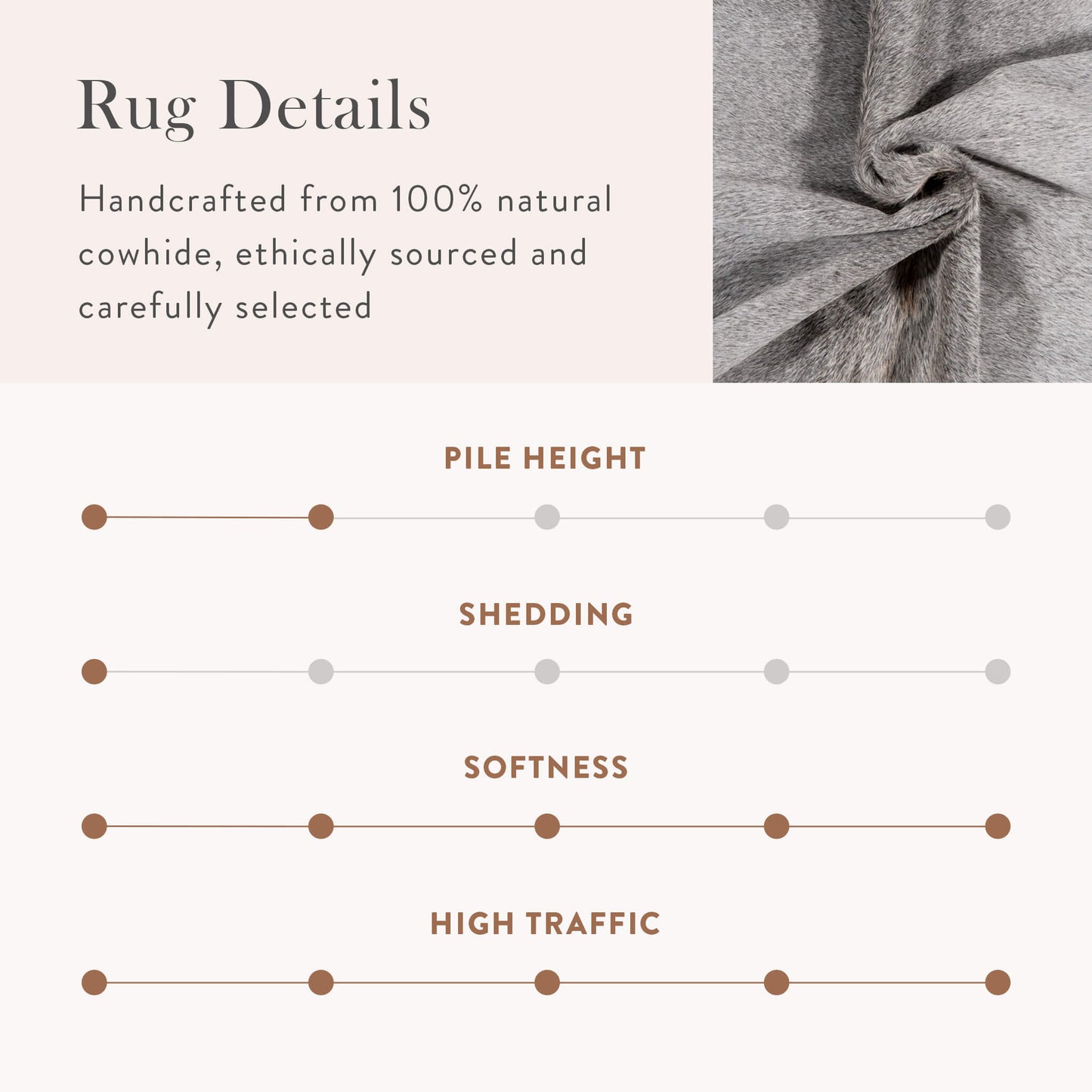 Grey Brazilian Cowhide Rug: LARGE