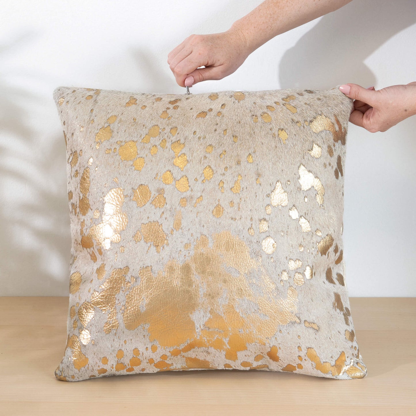 Metallic Gold Cowhide Pillow