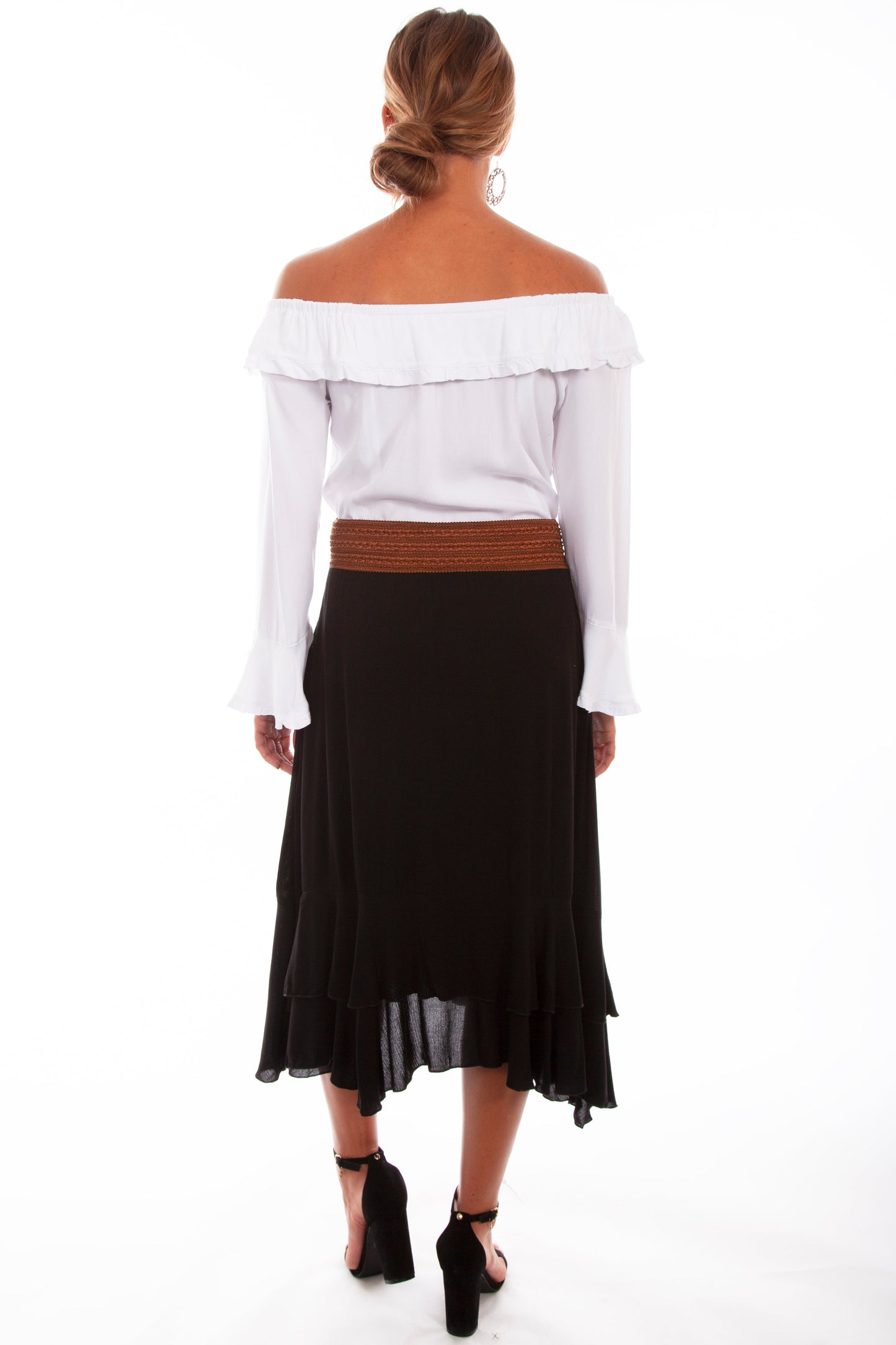 Skirt With Crochet Band Faux Belt - HC439