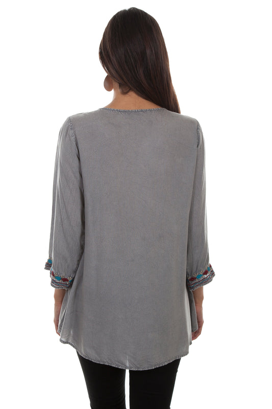 Pull Over Scoop Neck Blouse W/emb - HC509