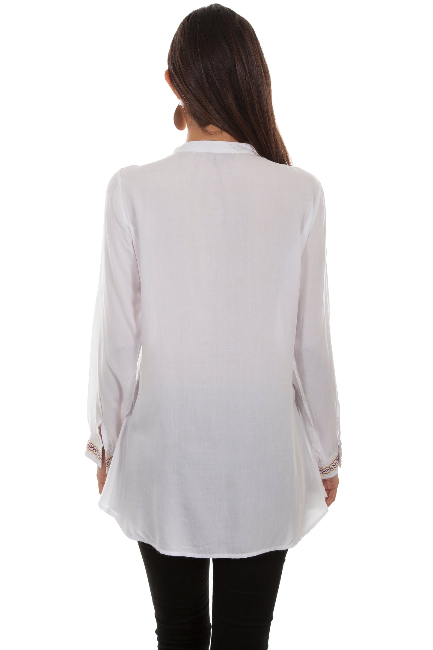 L/s Blouse W/button Up Bib And Emb. - HC510