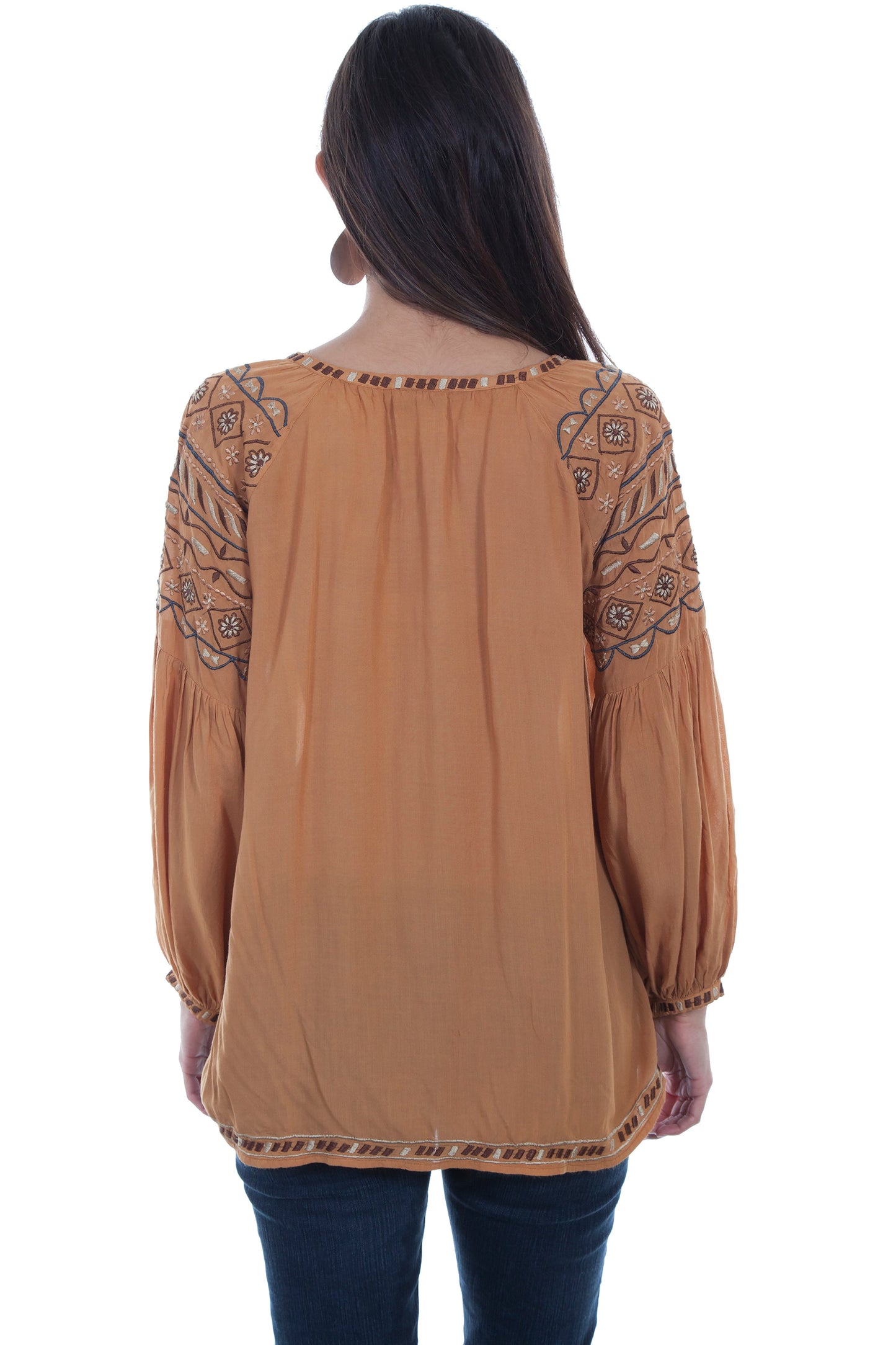 Tie Neck Line W/poet Sleeves Emb. - HC526