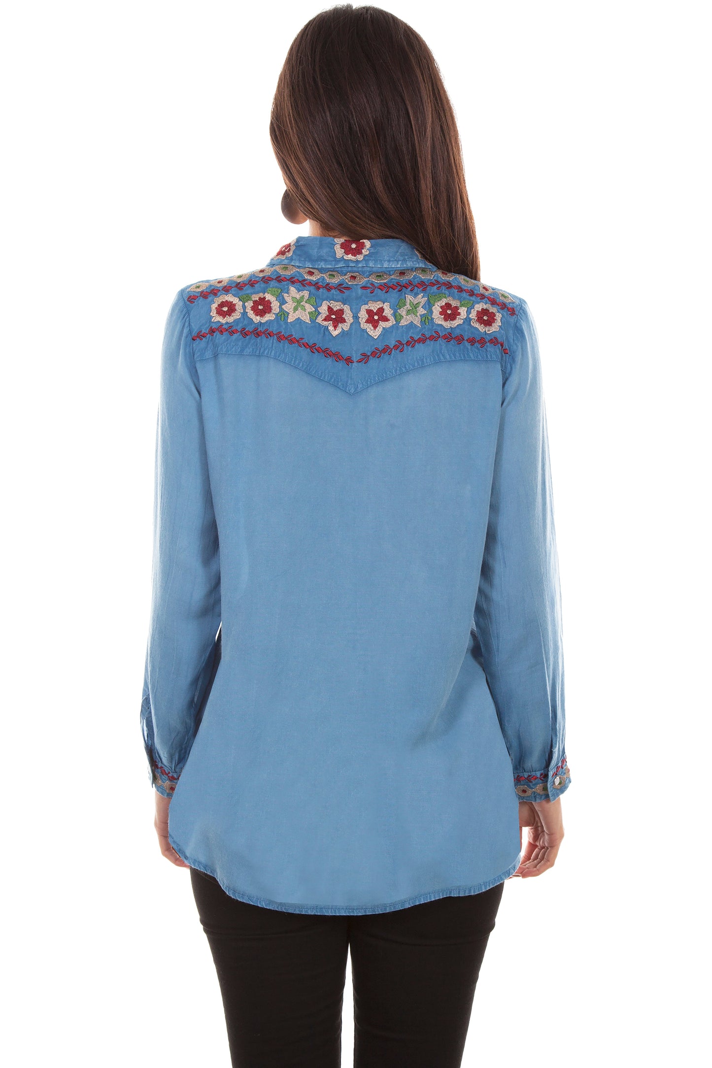 Pearl Snap Western Yoke Emb. Blouse - HC530