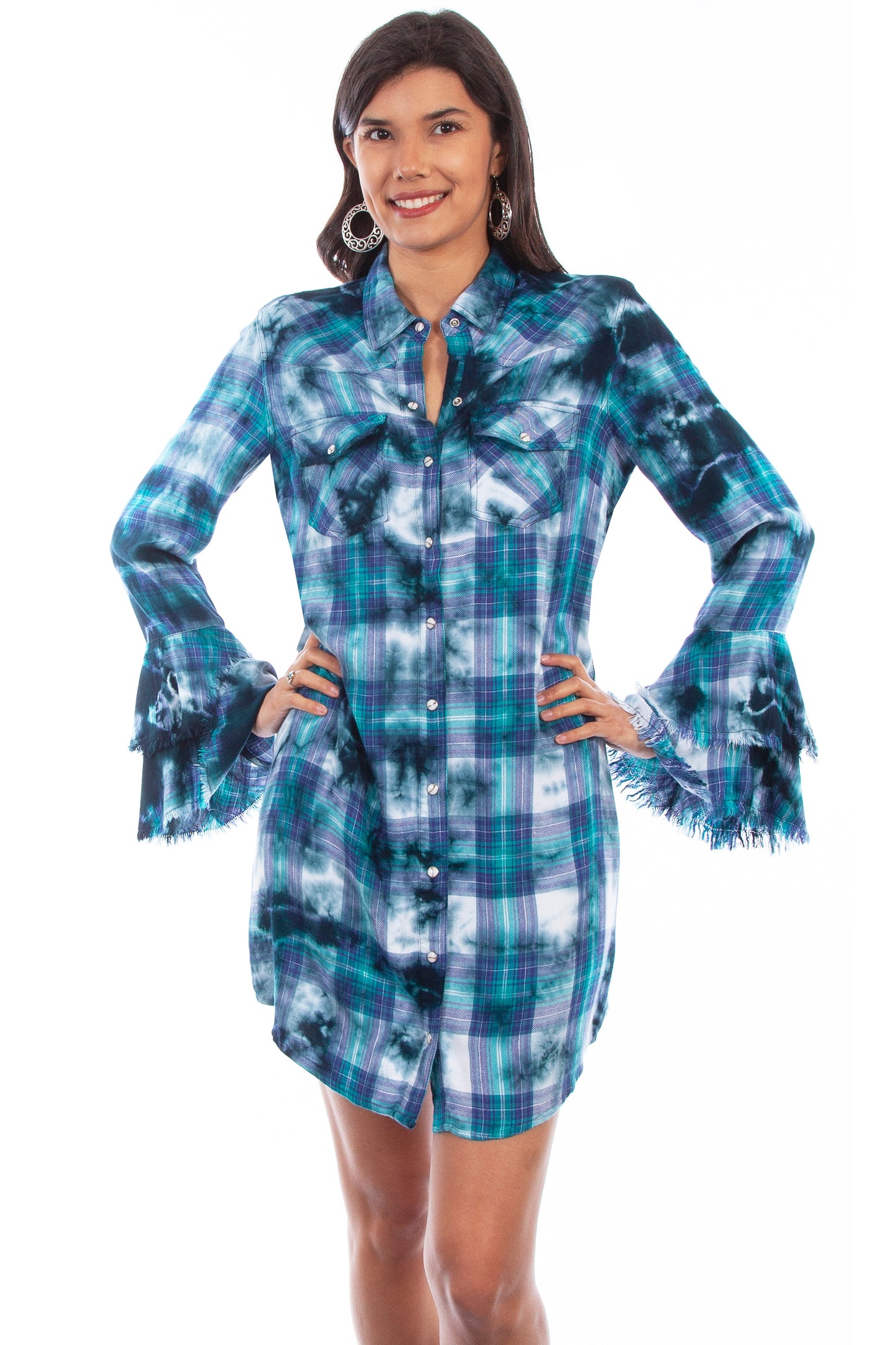 Plaid Shirt Dress W/western Yoke - HC618