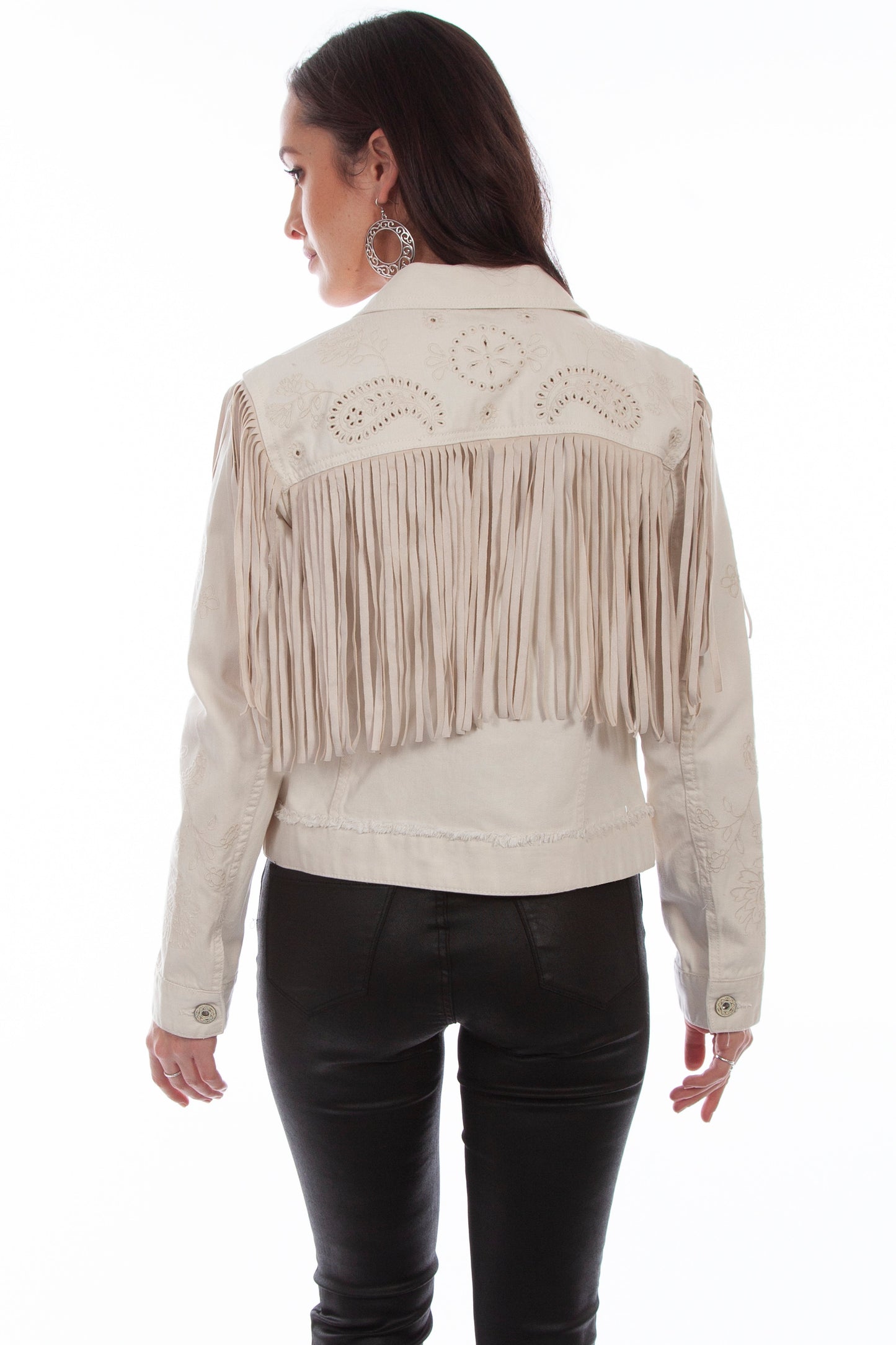 Fringe Jacket W/emb. Crochet - HC687