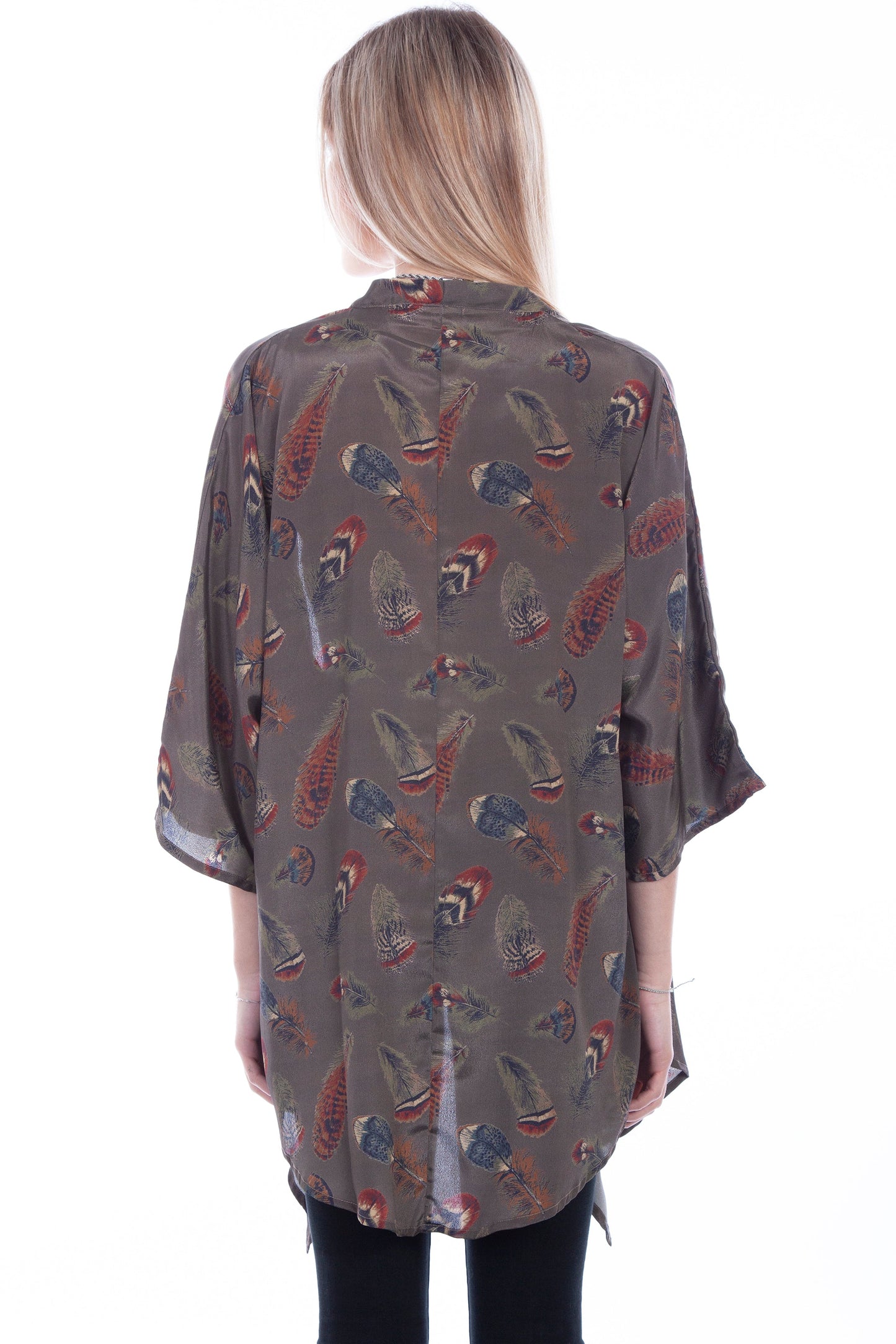Feather Poly Crepe Kimono - HC717