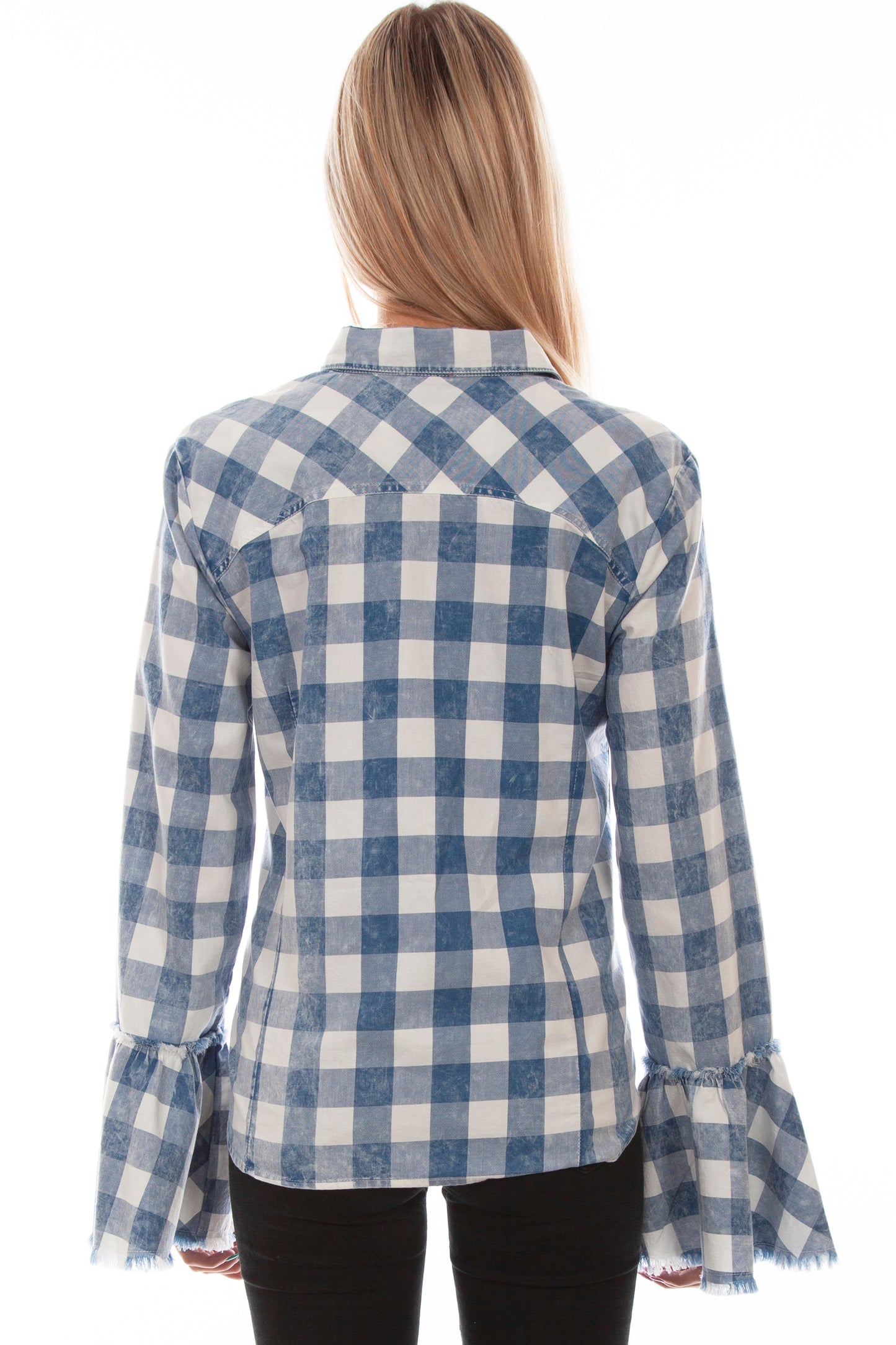 Plaid Bell Sleeve Top - HC753