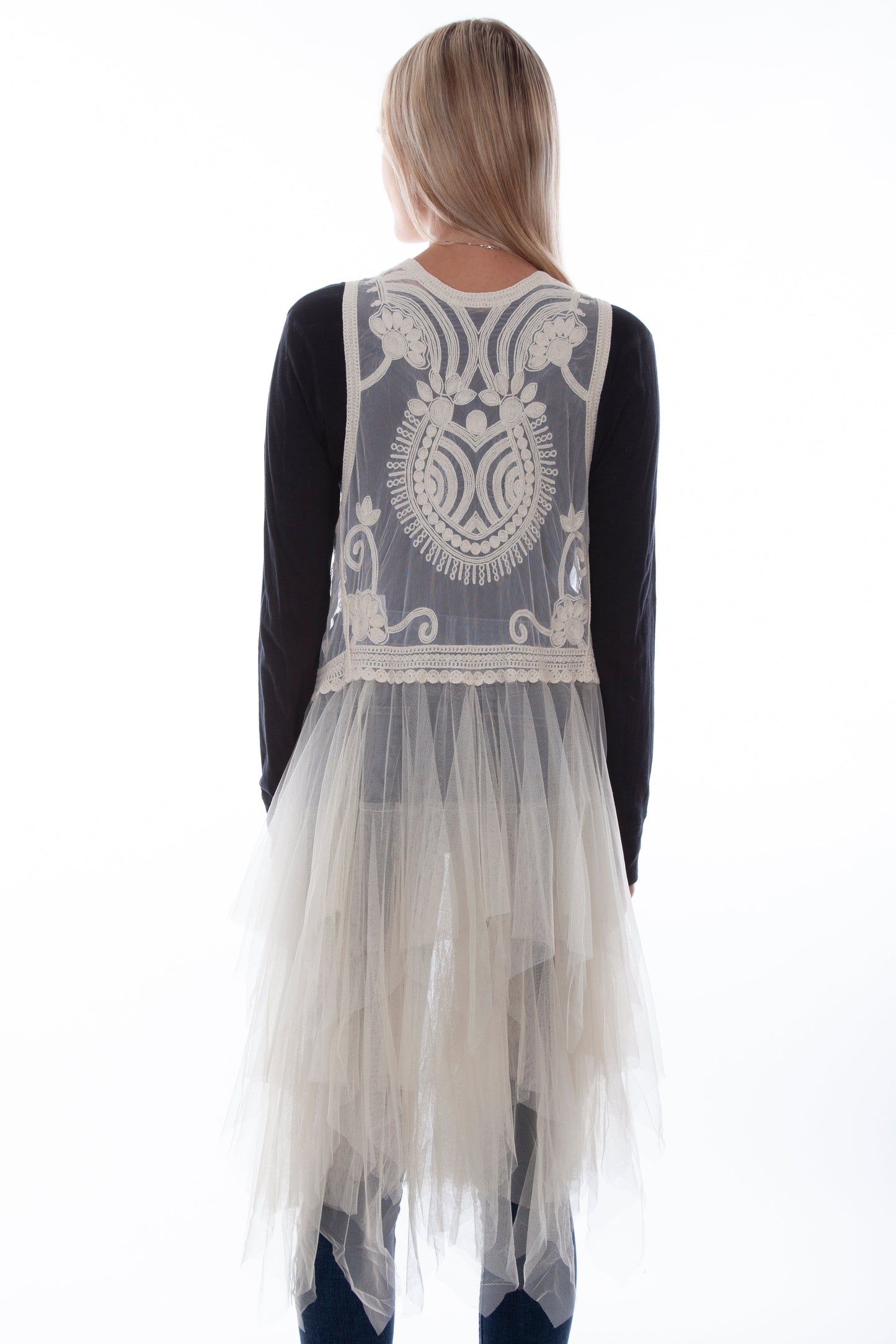 Emb Tulle Layered Duster - HC760