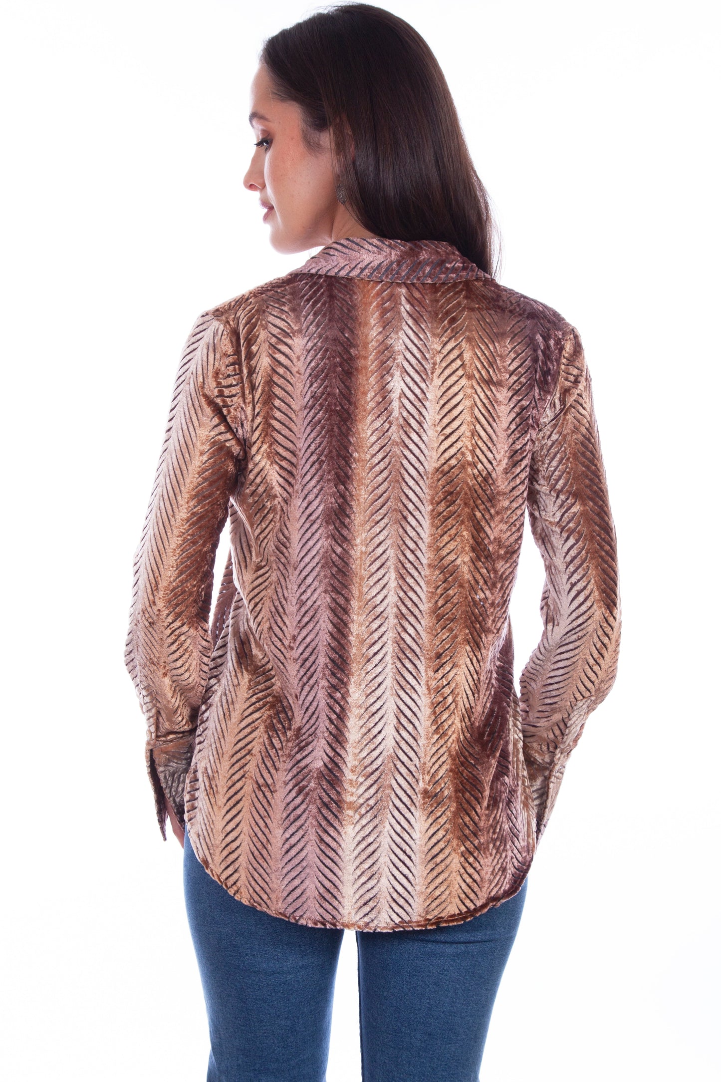Velvet Button Down Frech Cuffs Blous - HC798