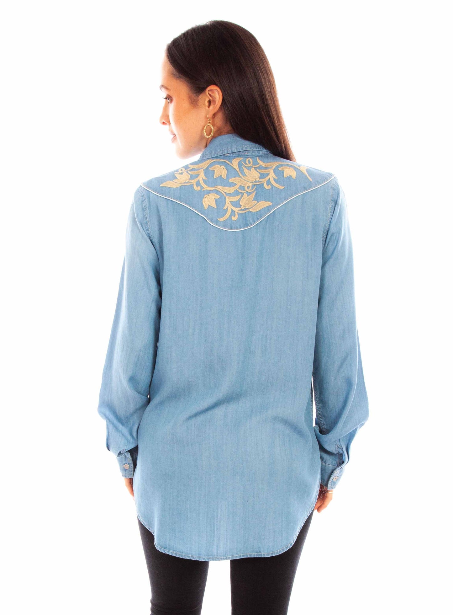 Tencel Blouse W/emb. & Piping - HC847