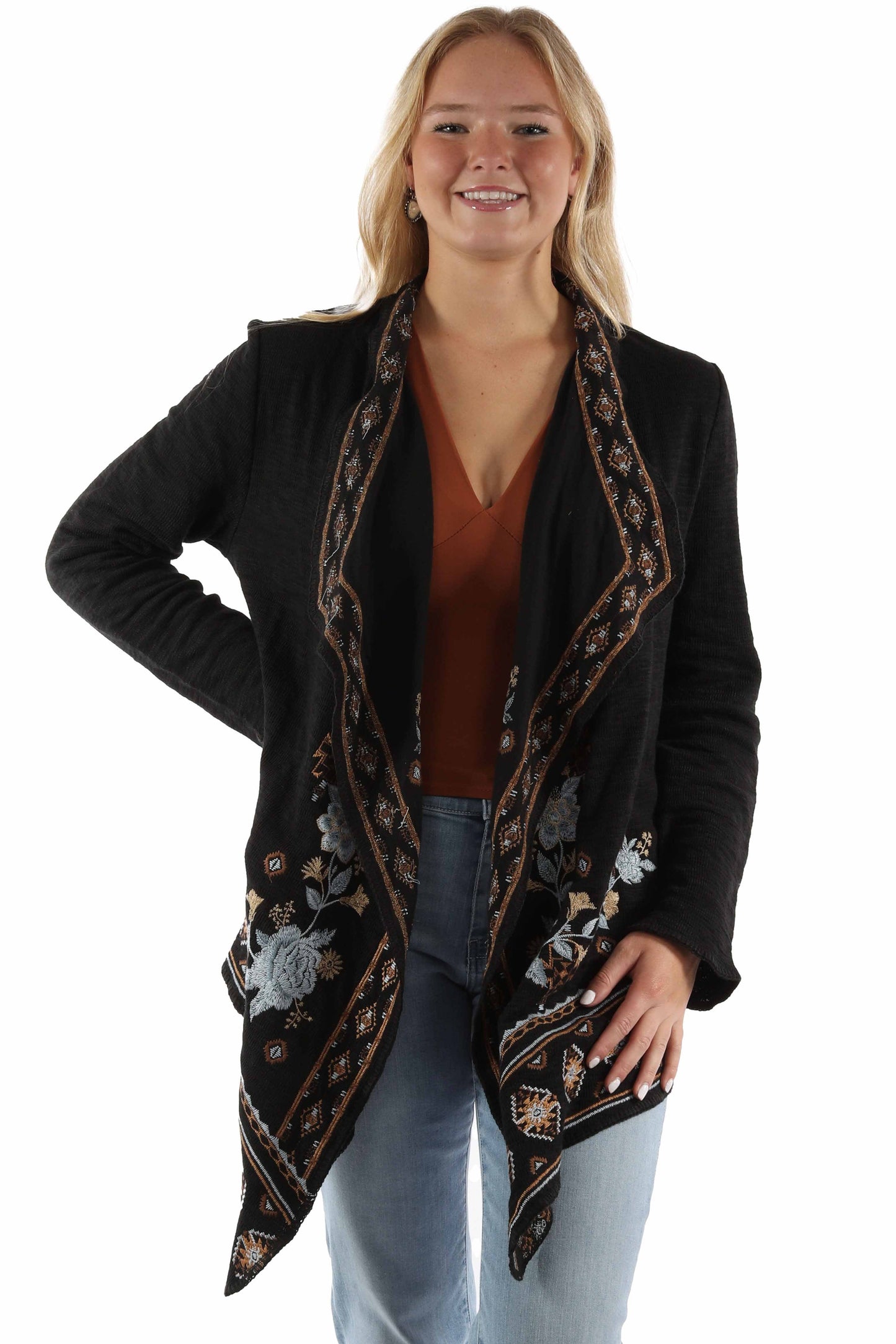 Waterfall Front Emb. Sweater - HC940