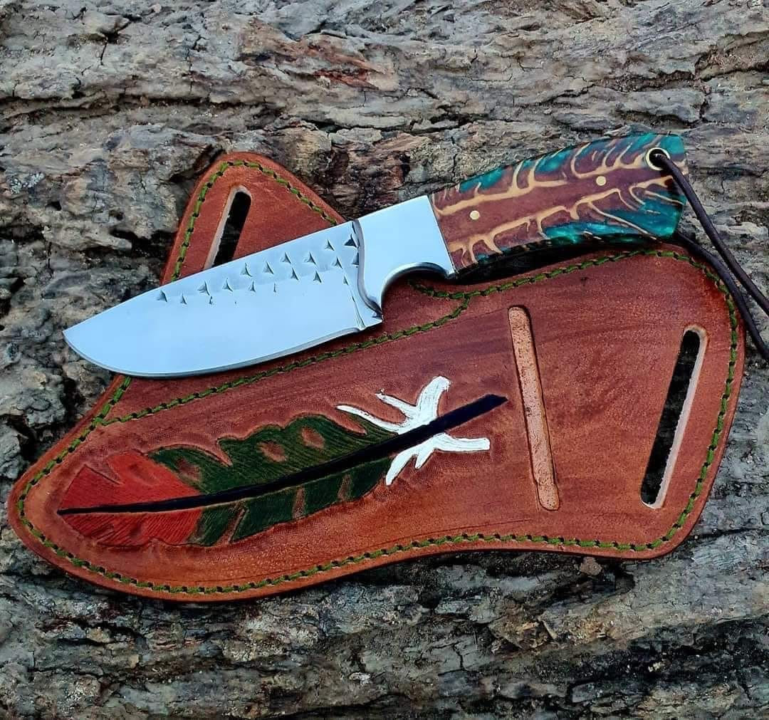 Rustic Cowboy Knife with Leather Sheath – Handcrafted 8"